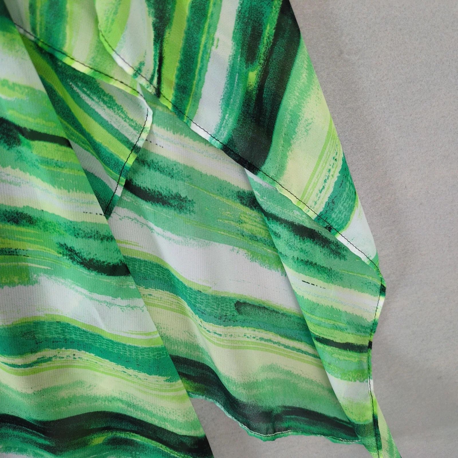 Other IN Studio Green Black Sheer Poncho Overlay Blouse Women's 1X Size XL / US 12-14 / IT 48-50 - 10 Thumbnail