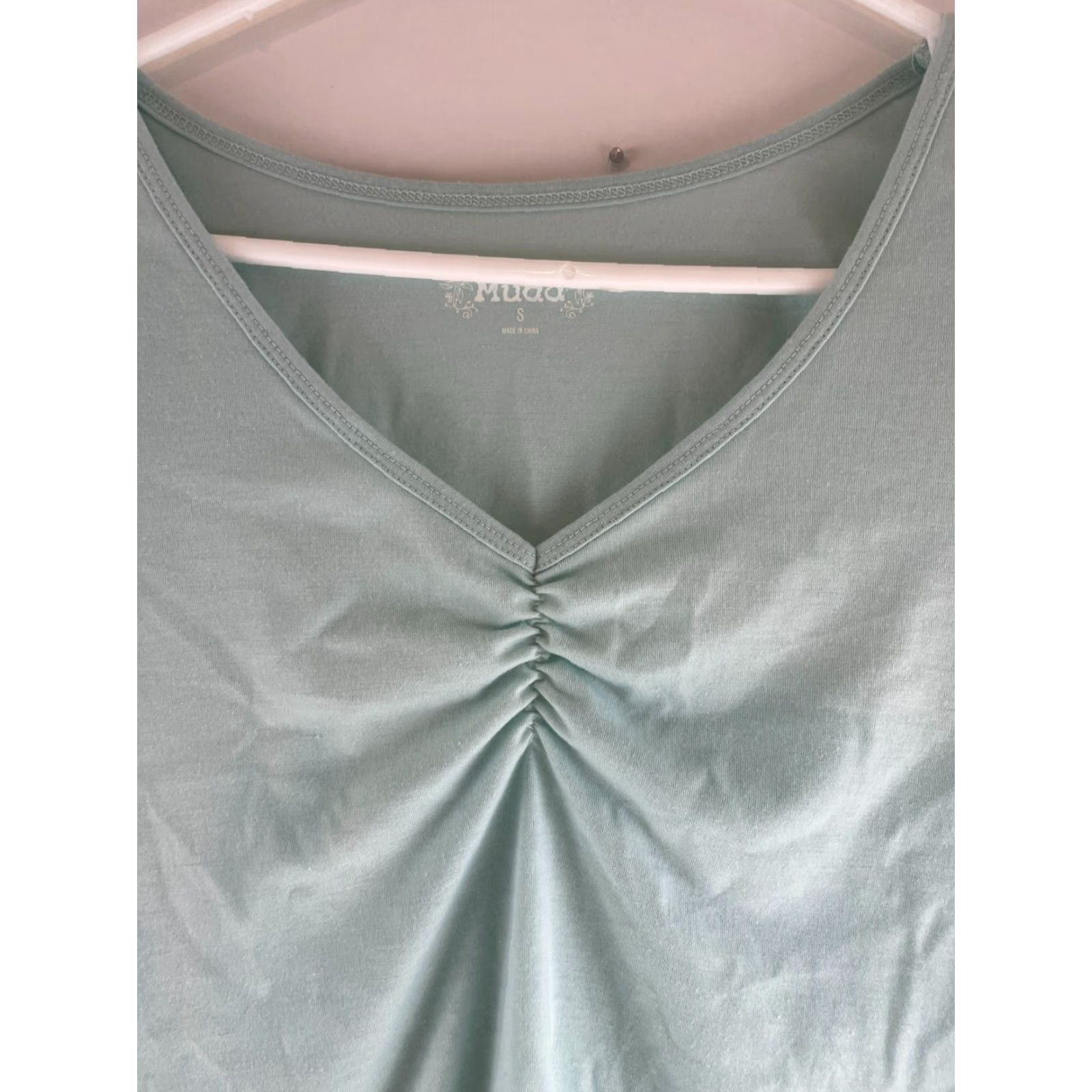 Vintage Mudd Shirt Women's Junior Size Small Blueish Green Long Sleeve V-Neck Tee Size S / US 4 / IT 40 - 3 Thumbnail