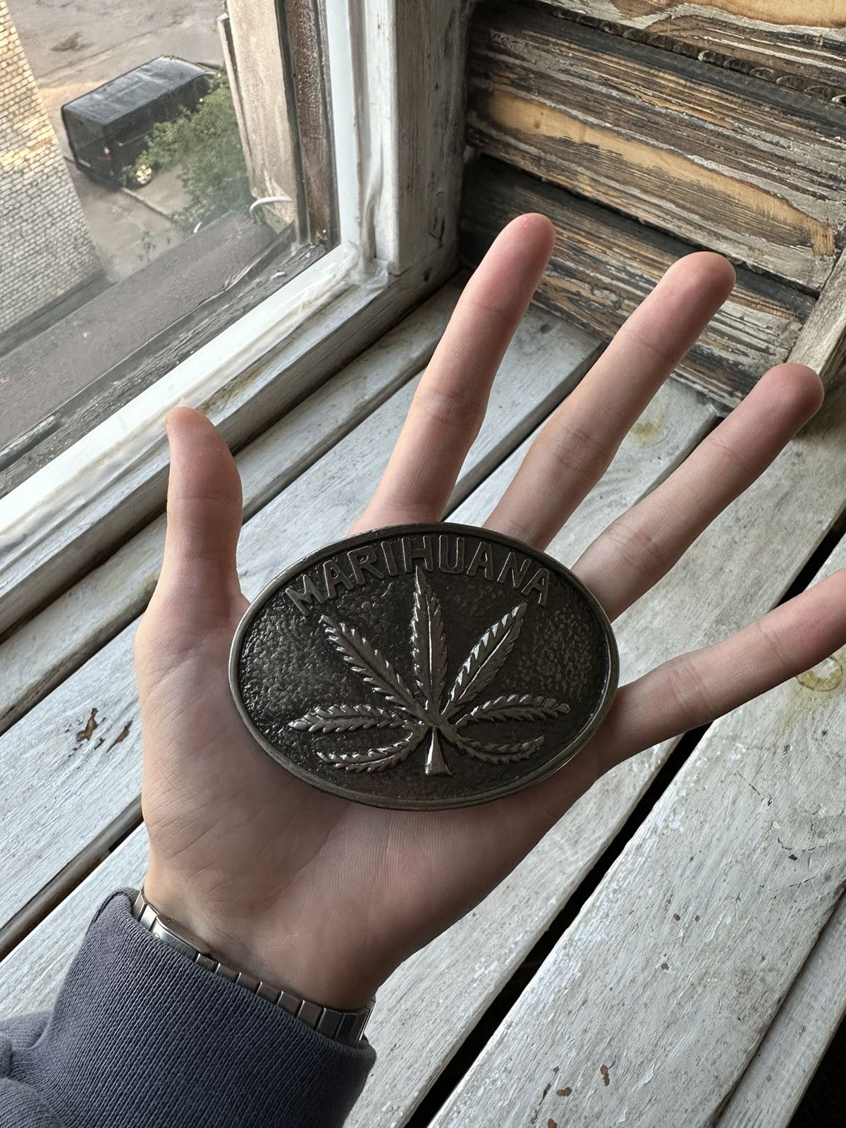 Designer × Vintage MARIHUANA Vintage Ganga Buckle Y2K D&G BB Simon Plaque Belt Size ONE SIZE - 1 Thumbnail