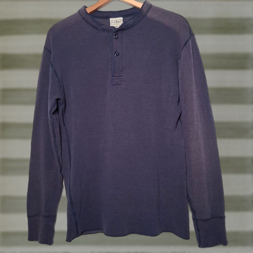 Vintage LL Bean River Driver Shirt Men S Henley Blue Distressed Workwear Wool Blend Button-Up Long Sleeve Shirt Size US S / EU 44-46 / 1 - 1 Thumbnail