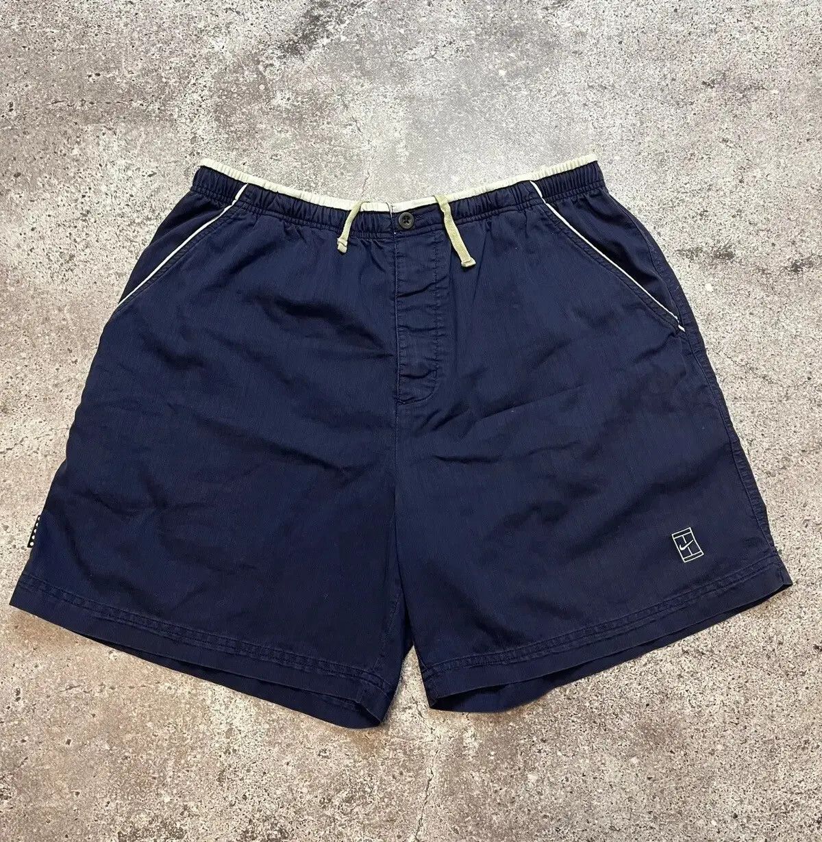 Nike Vintage Nike Swim Shorts L Navy Blue 90s Logo Trim Size US 31 - 1 Thumbnail