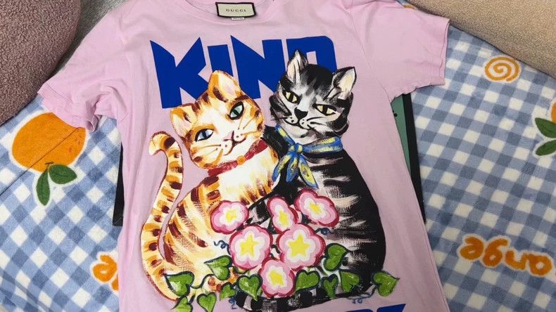 Gucci Gucci Pink cat printed T-shirt with short sleeves Size XS / US 0-2 / IT 36-38 - 1 Thumbnail