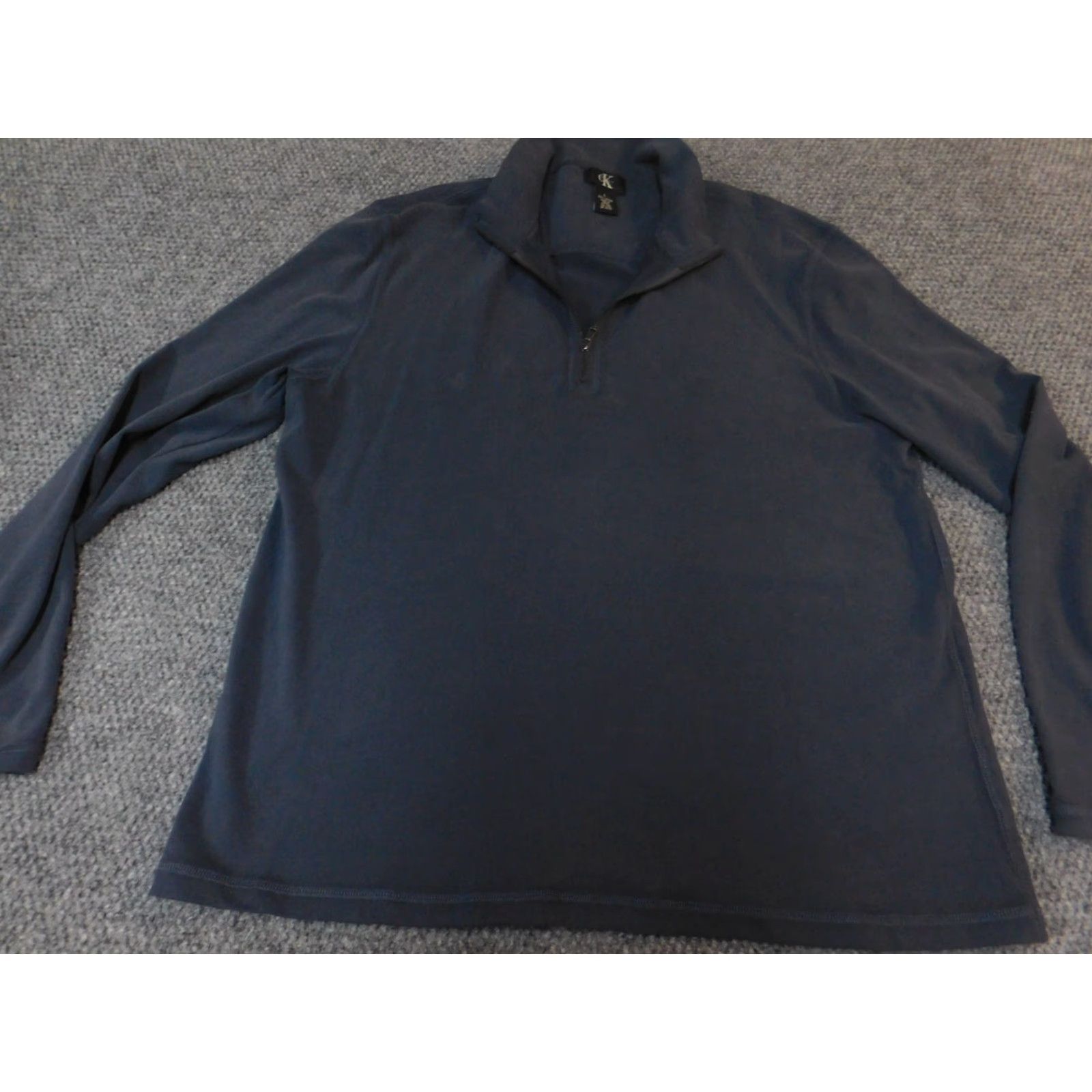 Calvin Klein Calvin Klein Mens Sweater Large Blue 1/4 Zip Pullover Knit Regular Size L Crew Neck Mock Neck Long Sleeve Solid Size US L / EU 52-54 / 3 - 2 Thumbnail