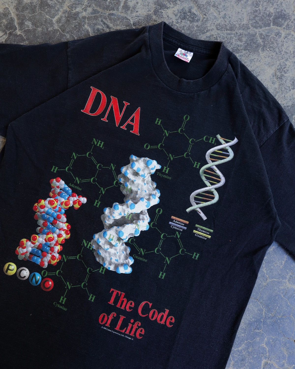 Vintage 90s DNA Code of Life Black Tee Science Tech Size US L / EU 52-54 / 3 - 3 Thumbnail
