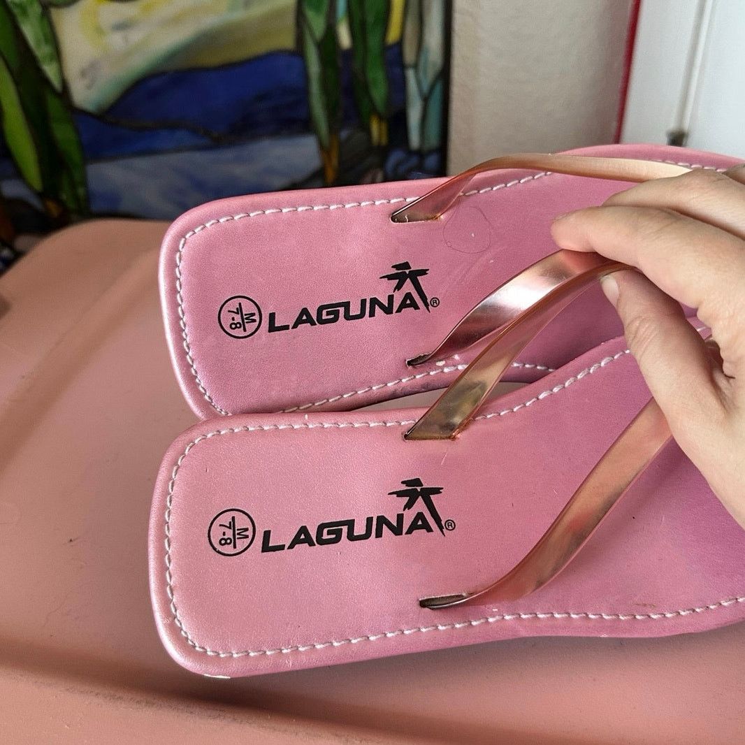 Other laguna pink metallic flip flop sandals shoes Size US 8 / IT 38 - 3 Thumbnail
