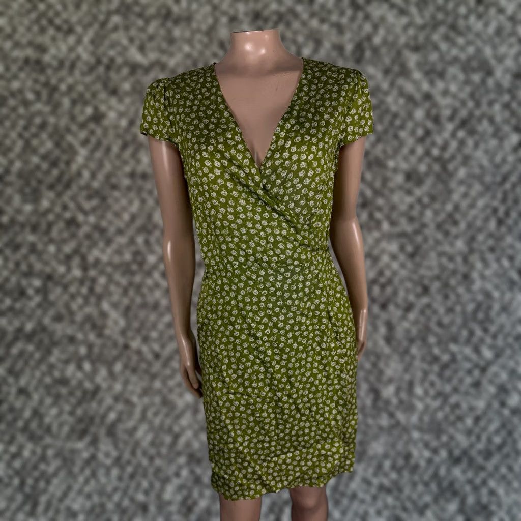 reformation green floral wrap dress Reformation Women's Small Short sleeve Lyocell Mini T9 Type_Clothing