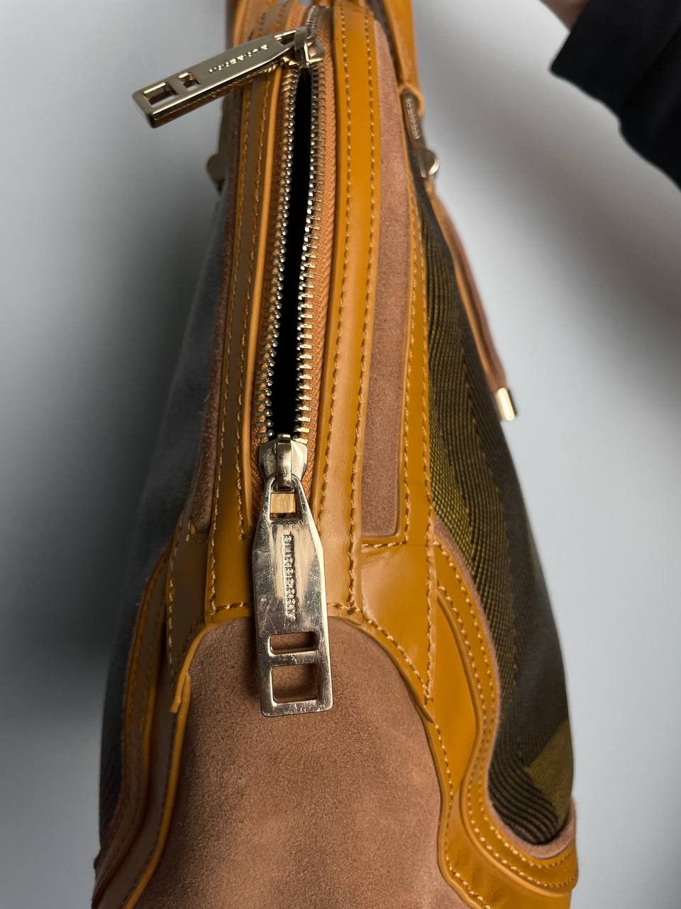 Burberry × Designer Burberry Brown Coated Canvas/Nubuck and Leather Satchel Size ONE SIZE - 7 Thumbnail