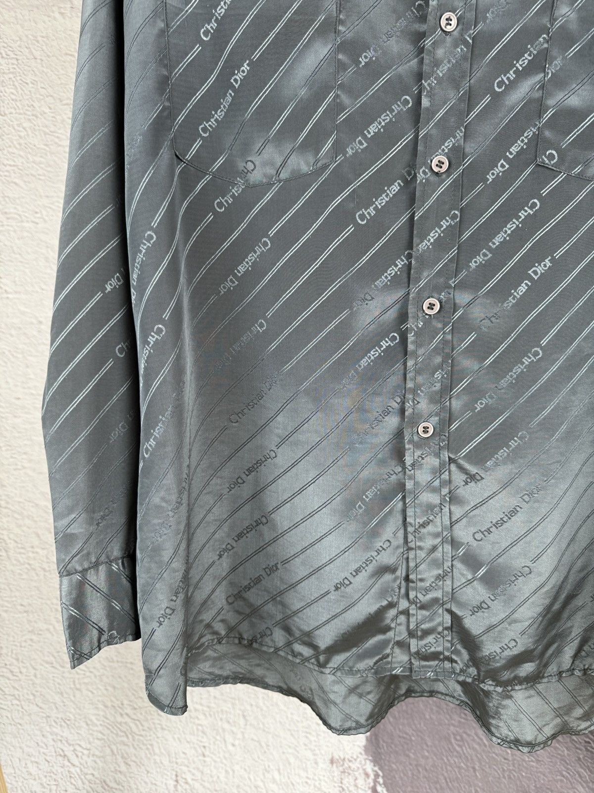 Vintage Vintage Monogram grey shimmer long sleeve shirt Size US XL / EU 56 / 4 - 4 Thumbnail