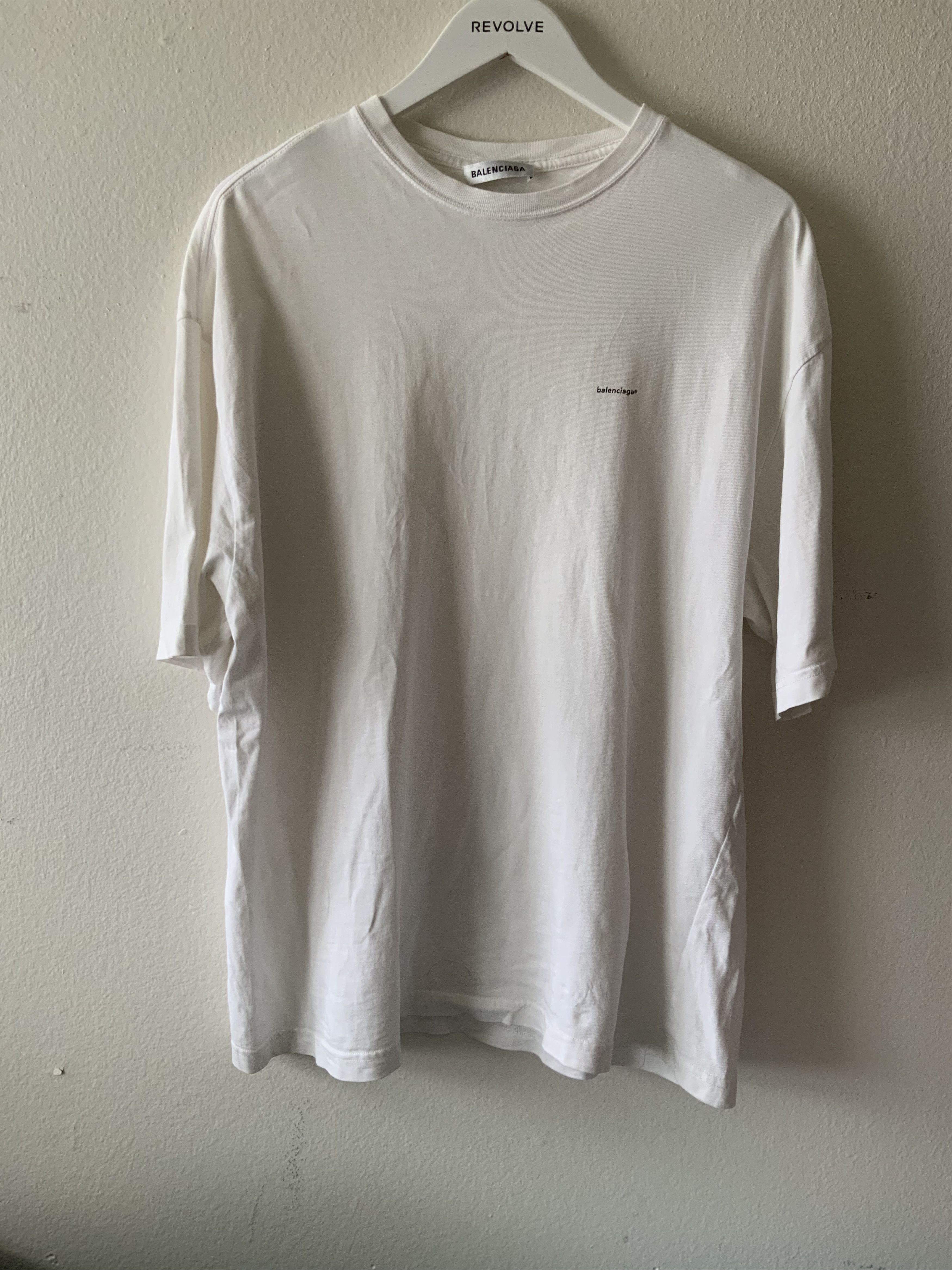 image of Balenciaga Small Copyright Logo T Shirt in White, Men's (Size XL)