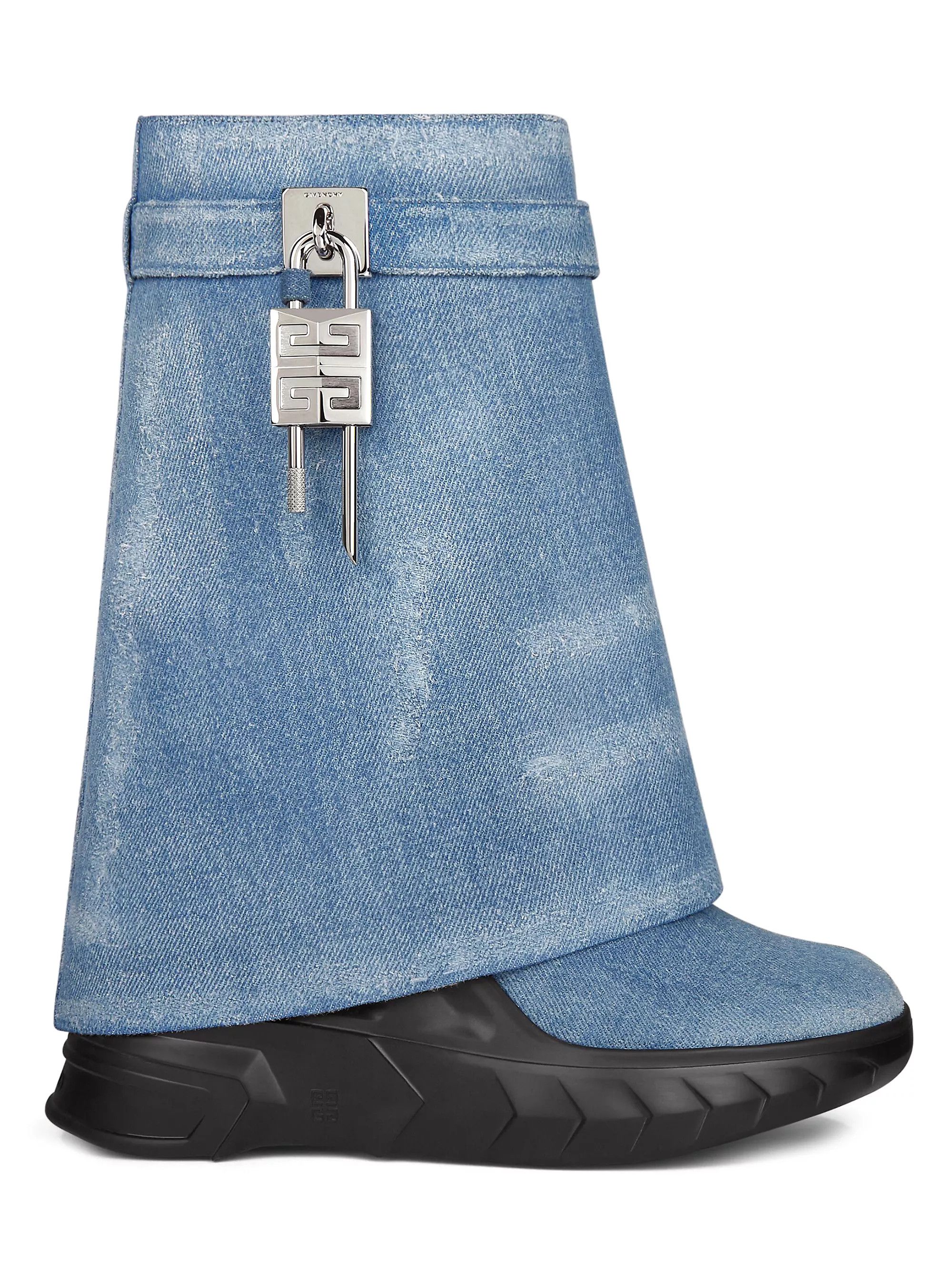 Givenchy o1w1db10325 Shark Lock Boots Biker 85mm in Denim Size US 6 / IT 36 - 1 Preview