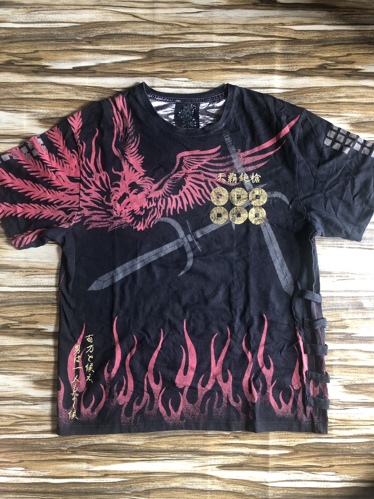Vintage Y2K fullprint Sengoku Era of Japanese samurai phoenix fire Size US XXL / EU 58 / 5 - 1 Thumbnail
