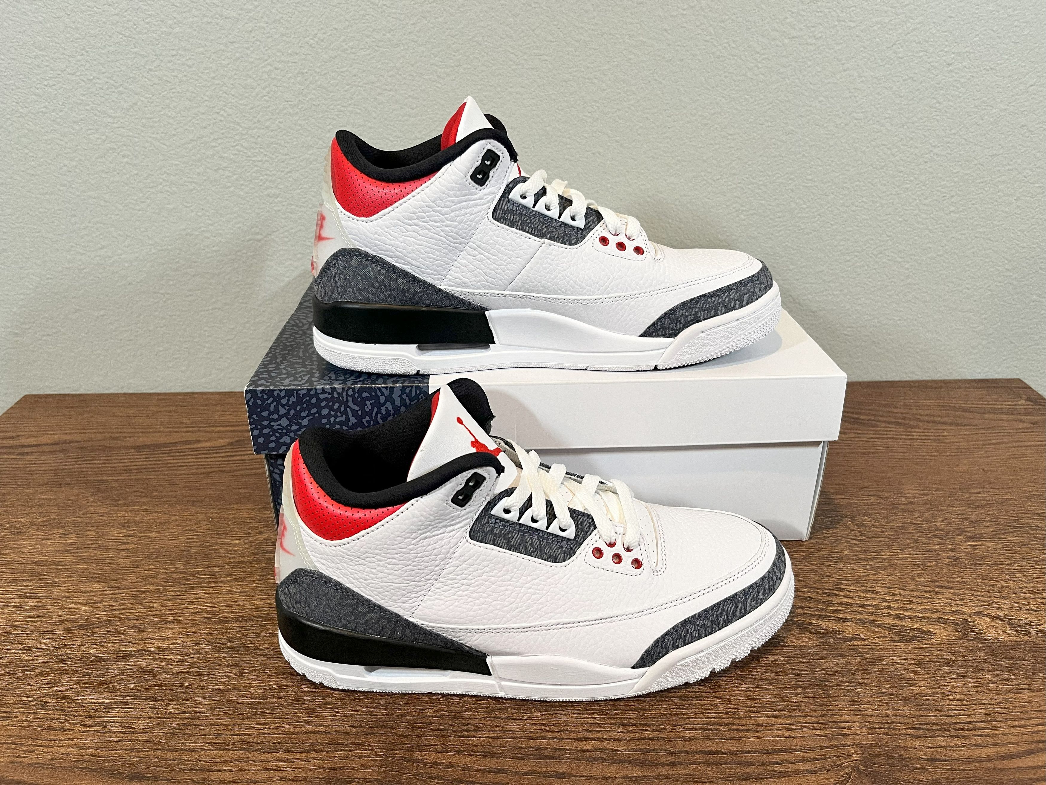 image of Jordan Nike Jordan 3 Retro Se Fire Red Denim Shoes, Men's (Size 8)