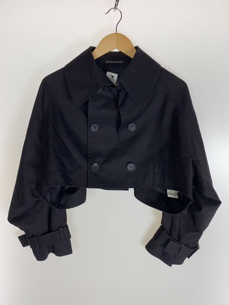 image of Yohji Yamamoto Wide Cropped Double Breasted Jacket in Black, Women's (Size Small)