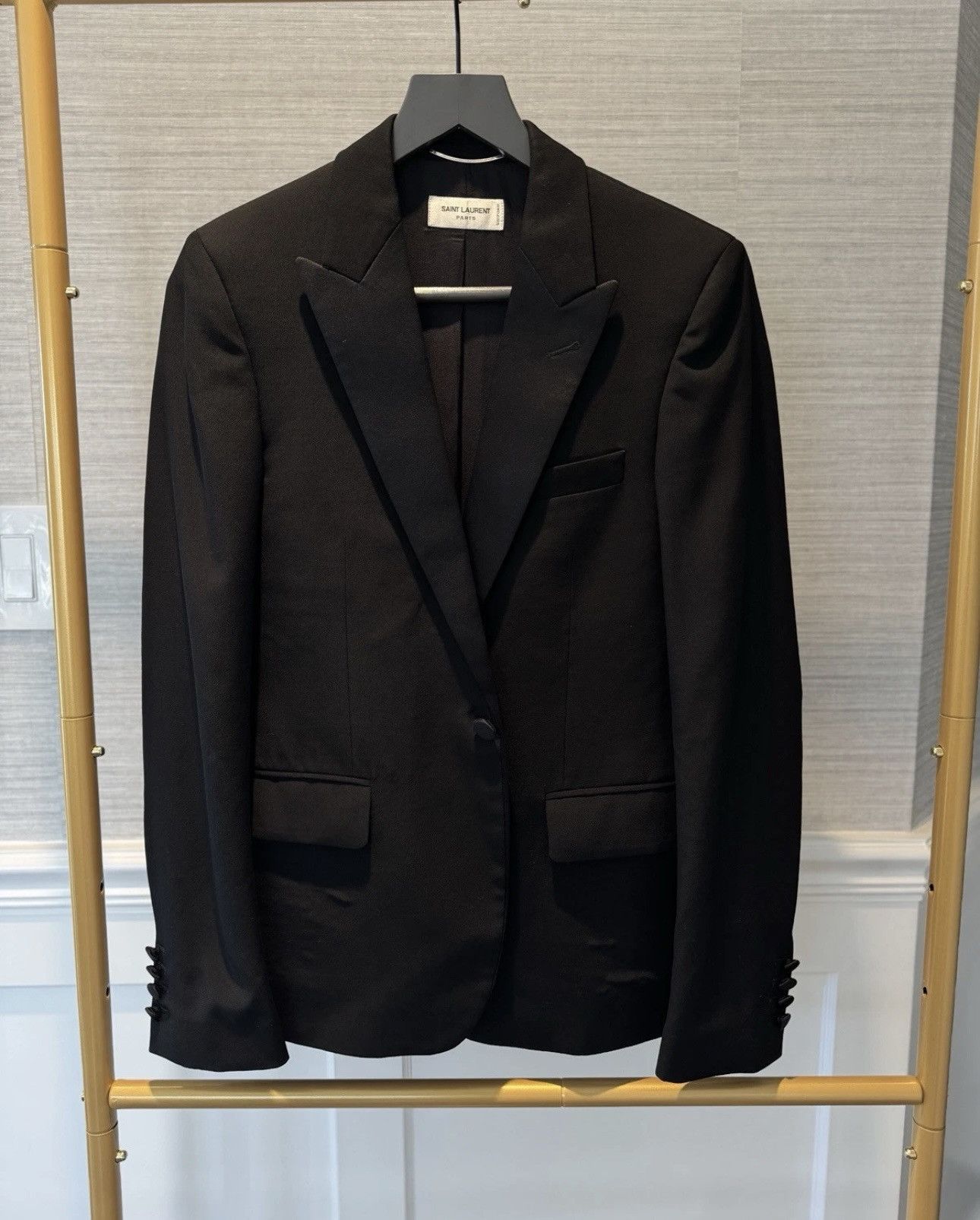 Saint Laurent Paris 2023 Peaked Lapel Le Smoking Blazer 44 Size 44R - 1 Thumbnail