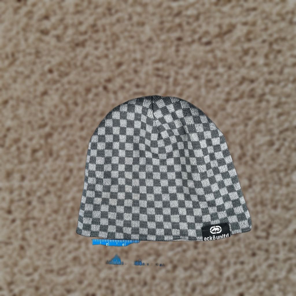 Ecko Unltd. Ecko Unltd Beanie Hat Adult One Size Gray Check Knit Ski Skateboard Mens Size ONE SIZE - 1 Thumbnail