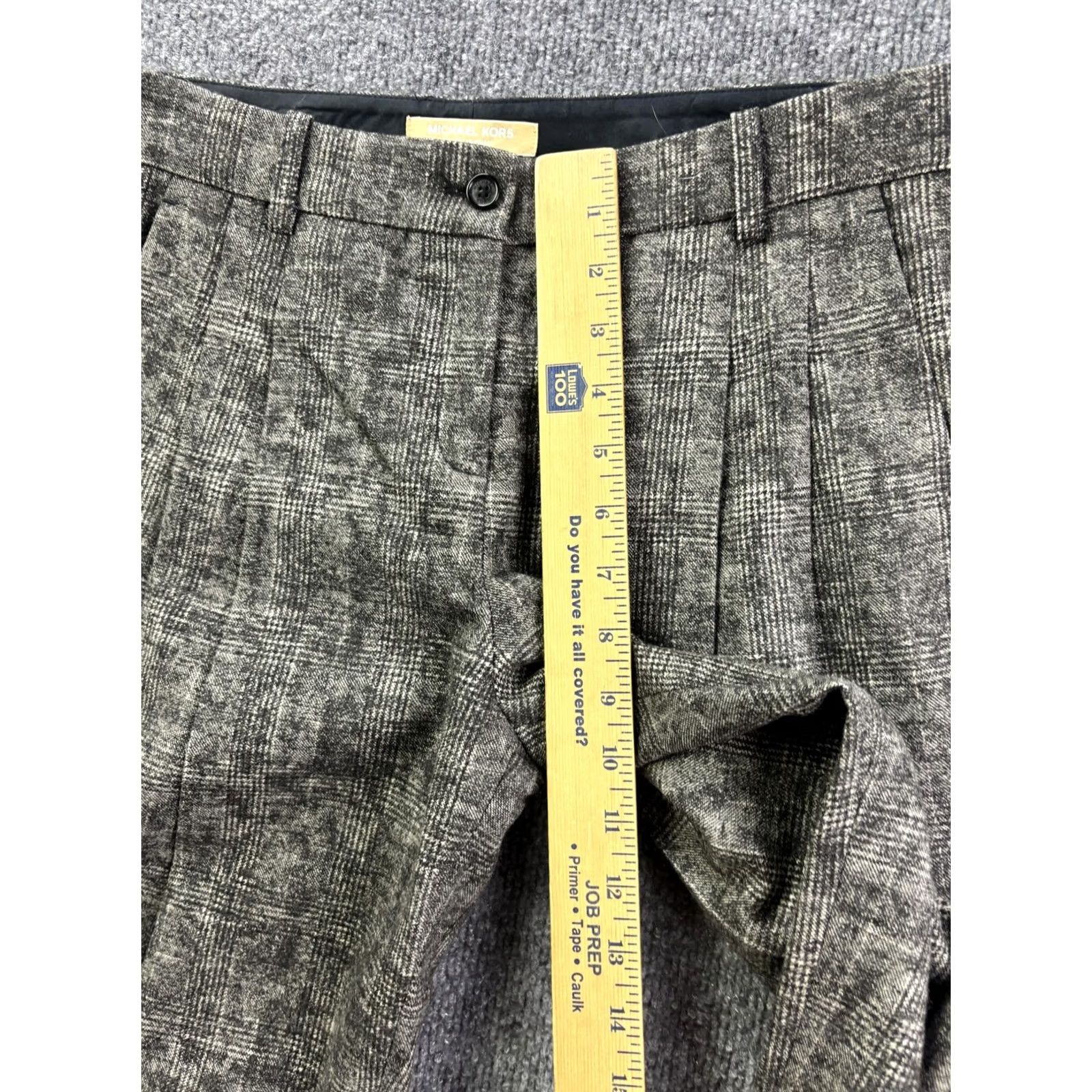 Michael Kors Michael Kors Dress Pants Womens 6 Gray Wool Plaid Tweed Pleated Cuffed Italy Size 28" / US 6 / IT 42 - 4 Thumbnail