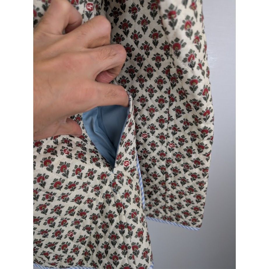 Gucci o1rshd1 Flowers On Linen Jacket in Ivory/Red Size US M / EU 48-50 / 2 - 14 Thumbnail