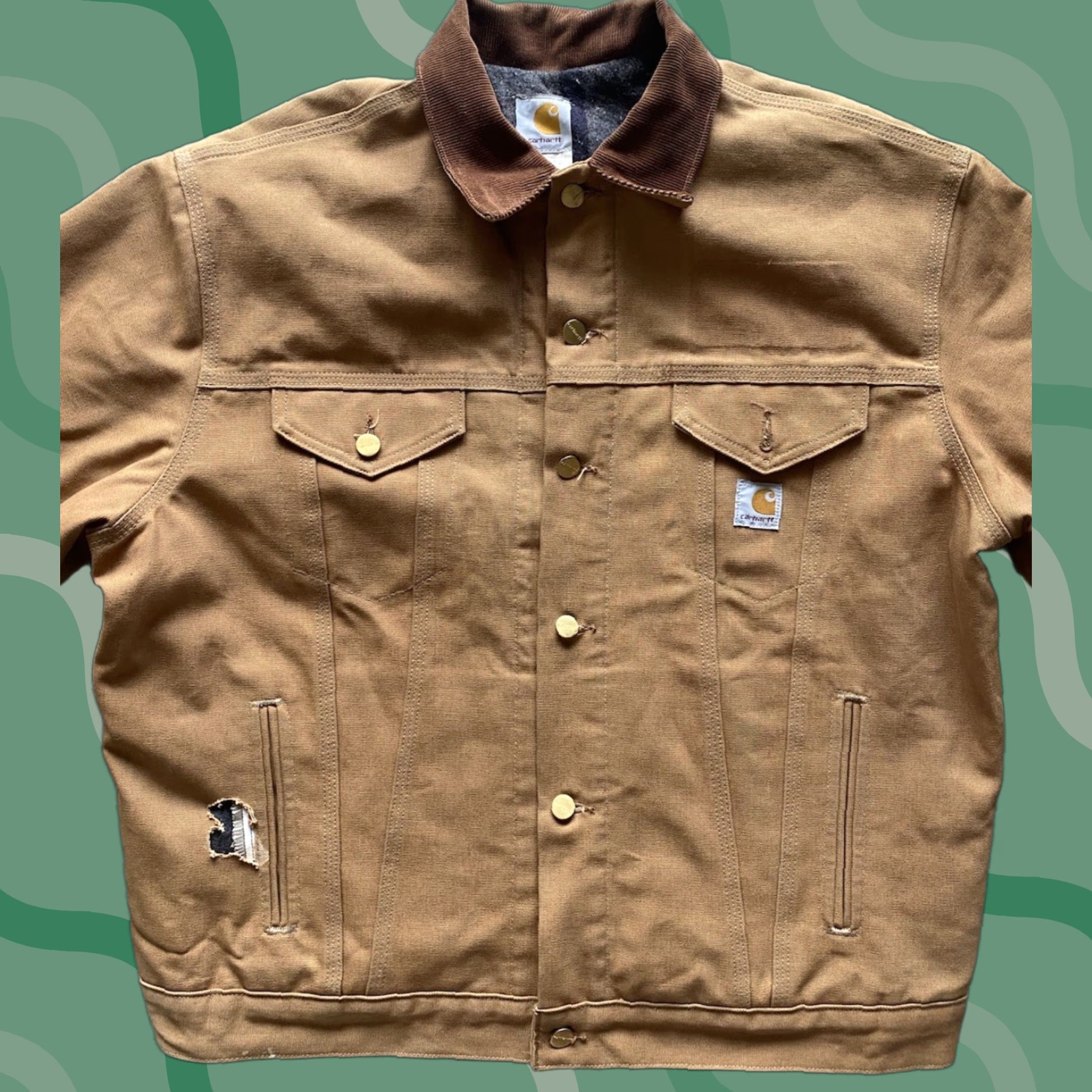 Carhartt VINTAGE Carhartt J09 BRN Jacket Coat Men’s 46 Tall Brown Blanket Lined Damaged Size US S / EU 44-46 / 1 - 1 Thumbnail