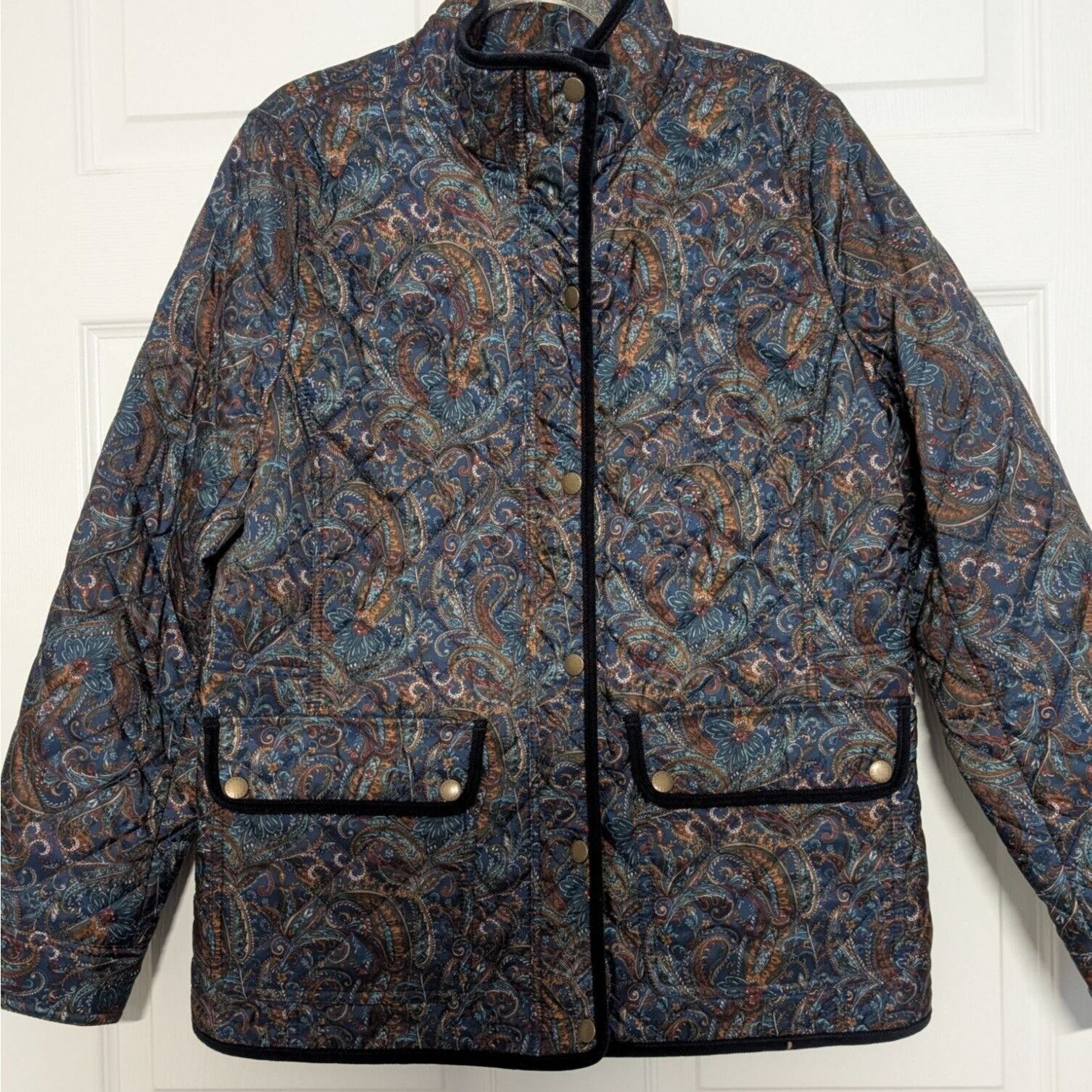 Talbots Talbots Paisley Quilted Jacket Womens Size Medium Blue Size M / US 6-8 / IT 42-44 - 2 Thumbnail