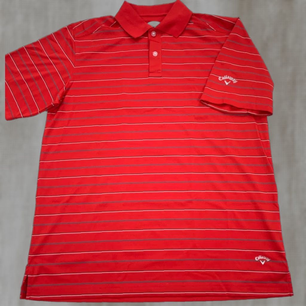Callaway Callaway Polo Shirt Men M Red Striped Performance Golf Tennis Wicking Shirt Logo, Regular Fit, Short Sleeve, 100% Polyester, Casual Activewear Size US M / EU 48-50 / 2 - 1 Thumbnail