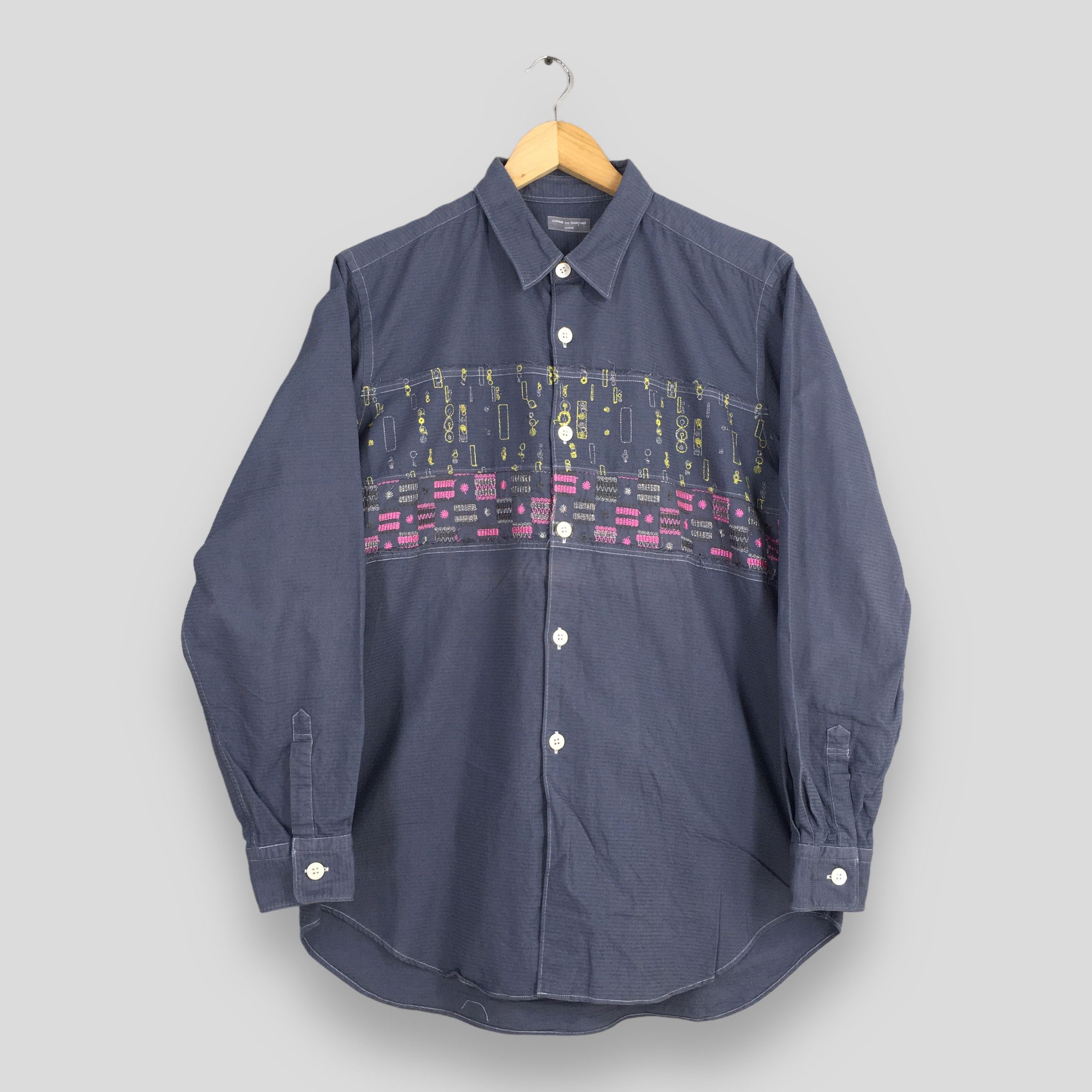 Comme des Garcons Vintage Comme Des Garcons Homme Gray Oxfords Shirt Size US M / EU 48-50 / 2 - 1 Thumbnail