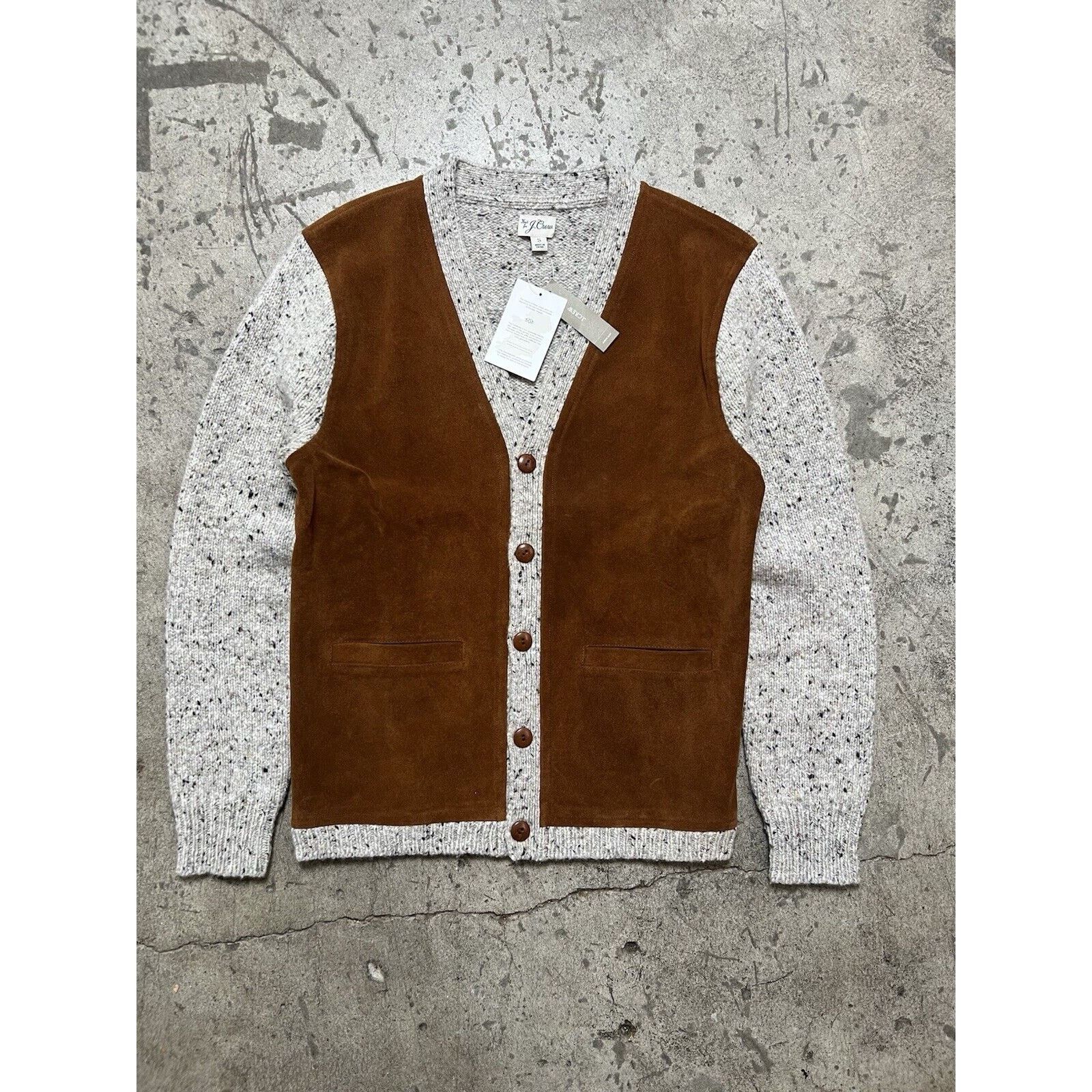 J.Crew Mens J Crew Wool And Italian Suede Cardigan NWT Size S Size S / US 4 / IT 40 - 1 Thumbnail