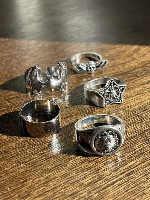 Jewelry × Vintage Punk Goth Ring Combo Size ONE SIZE - 1 Thumbnail