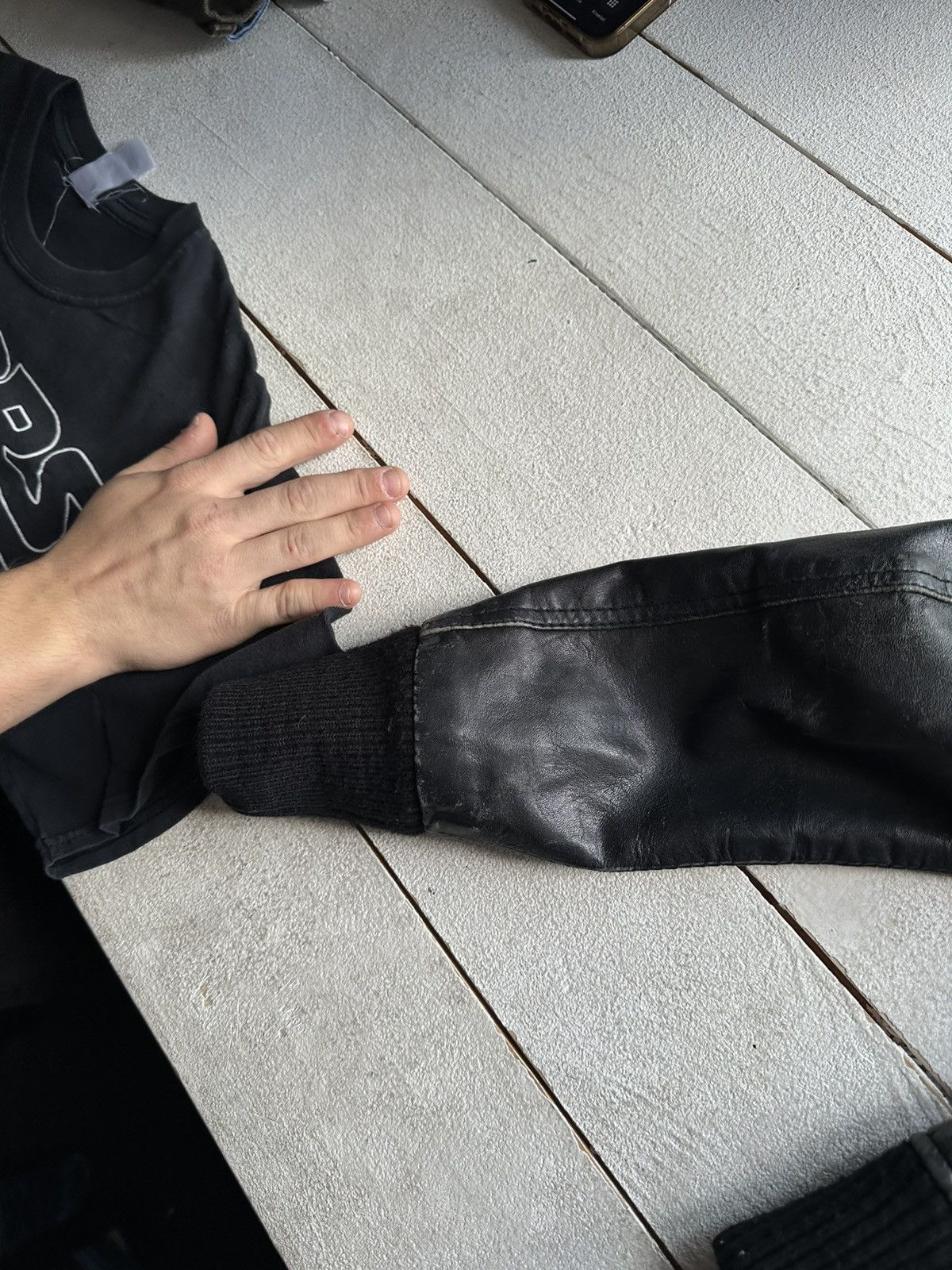 Other 🚨Y2K RICK OWENS TYPE DIRTY SLIM FIT ZIP LEATHER JACKET Size L / US 10 / IT 46 - 14 Thumbnail