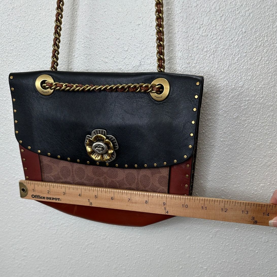 Coach Vintage Coach Tea Rose Parker Bag Rivets Snakeskin Detail Size ONE SIZE - 19 Thumbnail