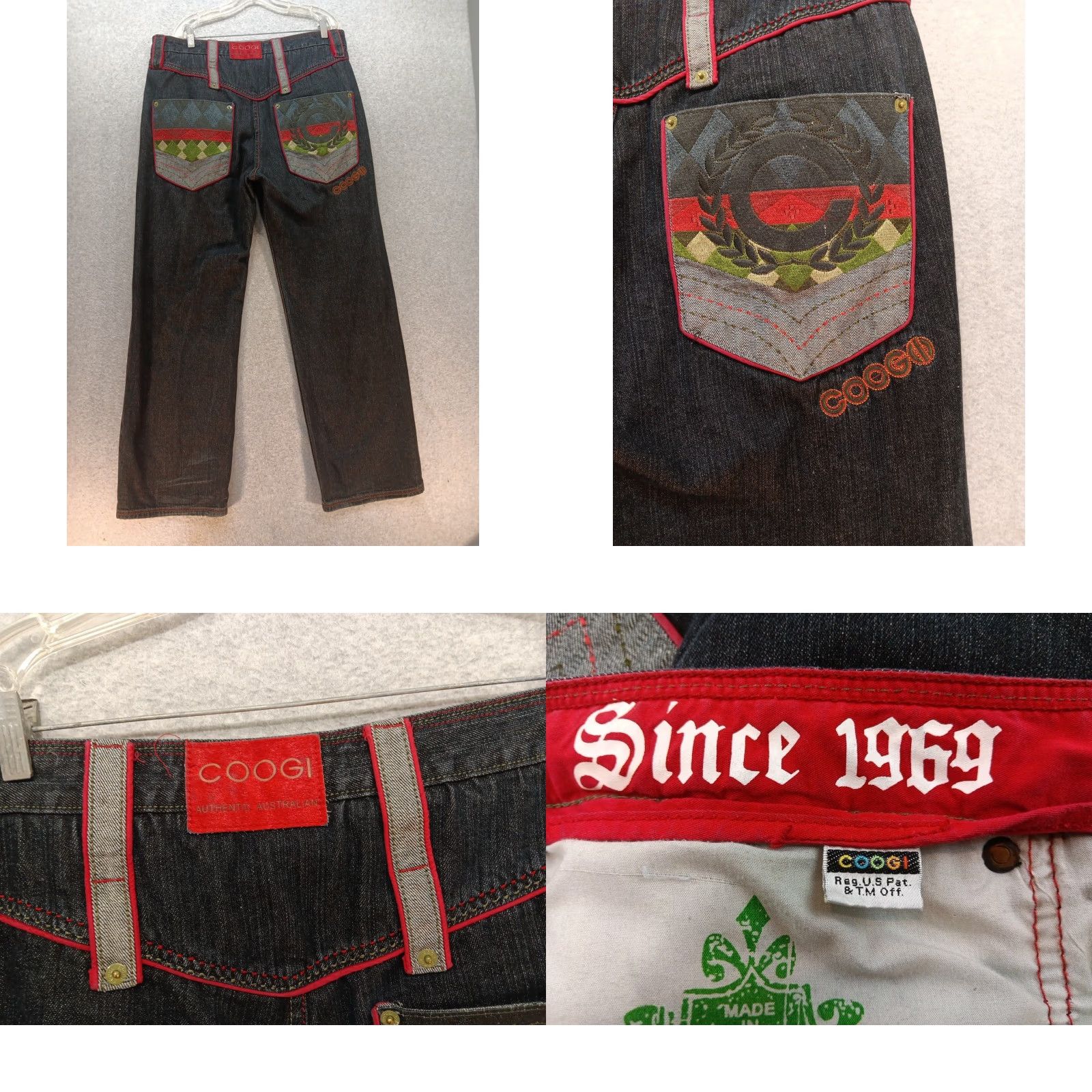 Coogi VINTAGE COOGI Jeans 40×34 Black Denim 5-Pocket Embroidered Wide-Leg High Rise Baggy Grunge 90s Hip Hop Mens Jeans Size US 40 / EU 56 - 8 Thumbnail