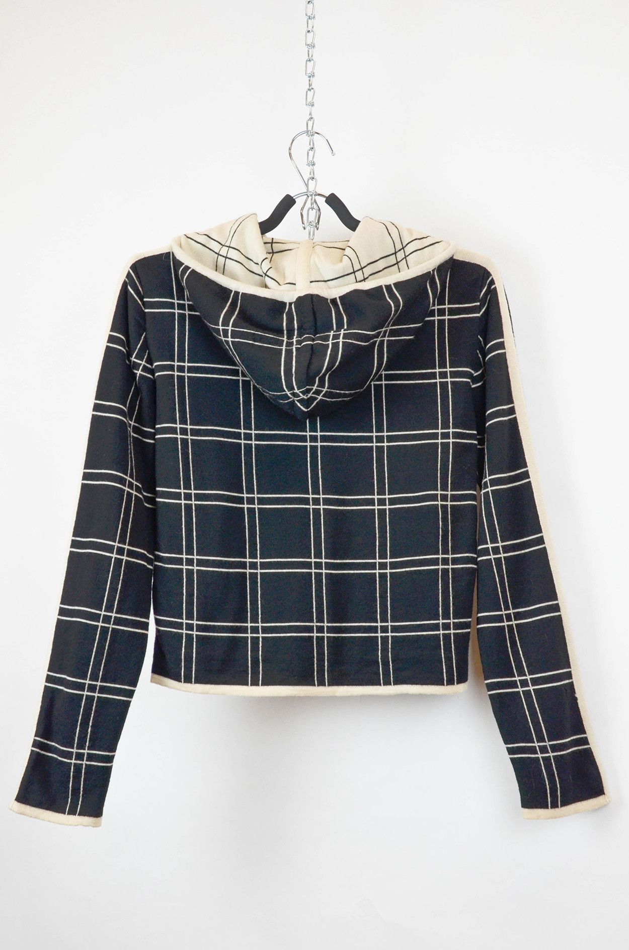 Moschino Vintage Checked Zip-Up Hoodie size M