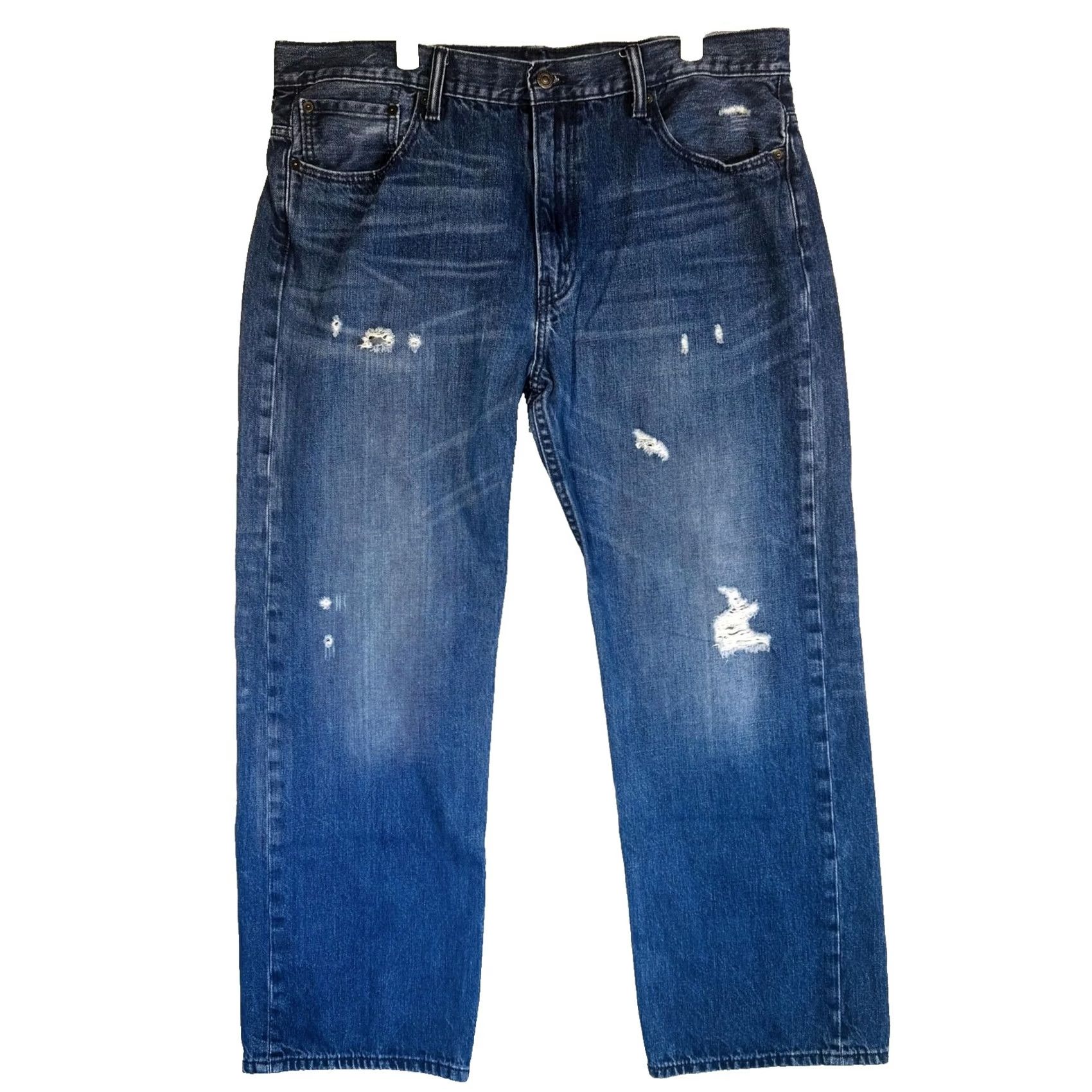 Levi's Levi's 569 Jeans Mens 38x32 Blue Medium Wash Distressed Relaxed Denim Zip Fly Jeans Size US 38 / EU 54 - 5 Thumbnail