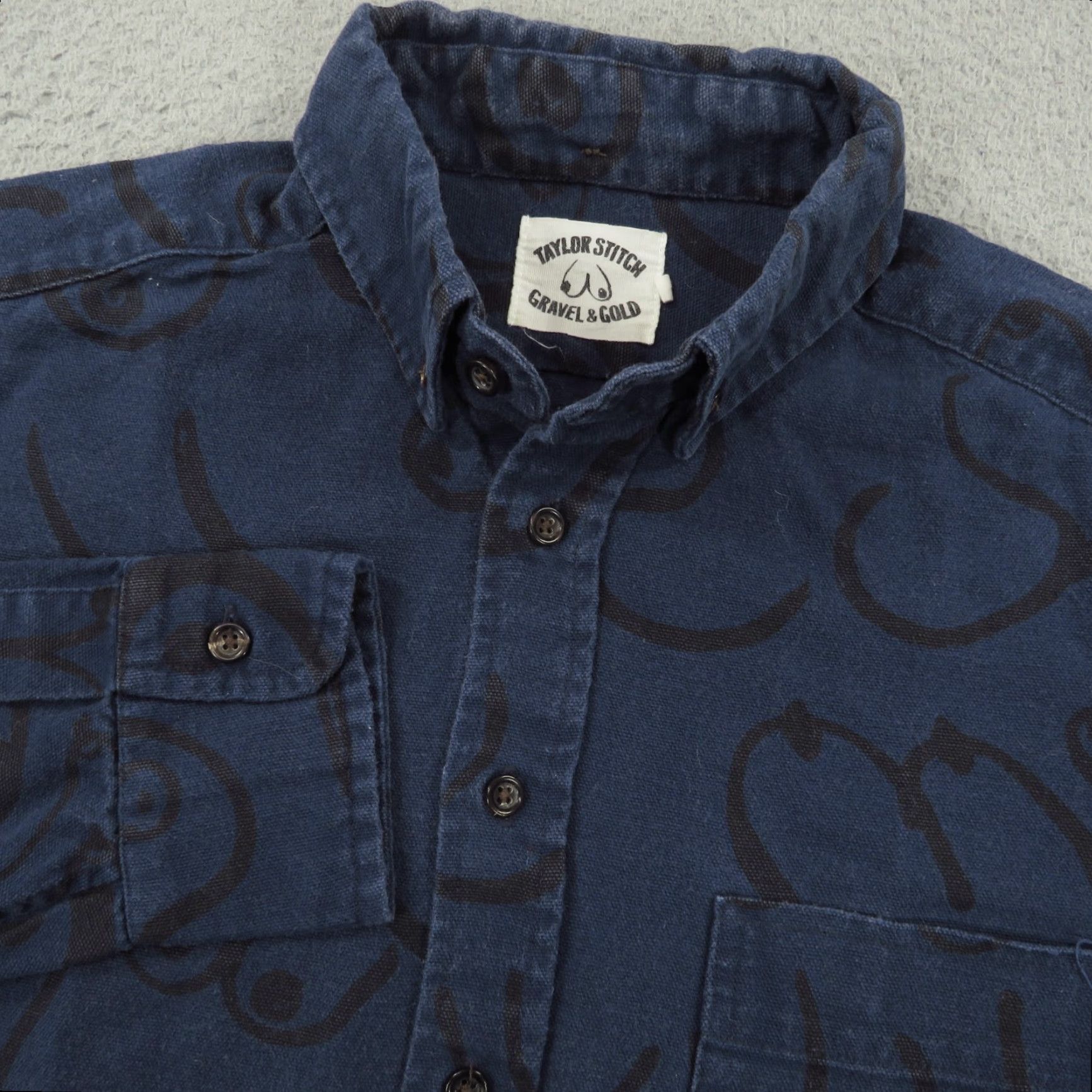 Taylor Stitch Taylor Stitch Shirt Mens 38 The Jack Blue Black Made in USA Breast Graphic Print Shirt Size US M / EU 48-50 / 2 - 2 Thumbnail