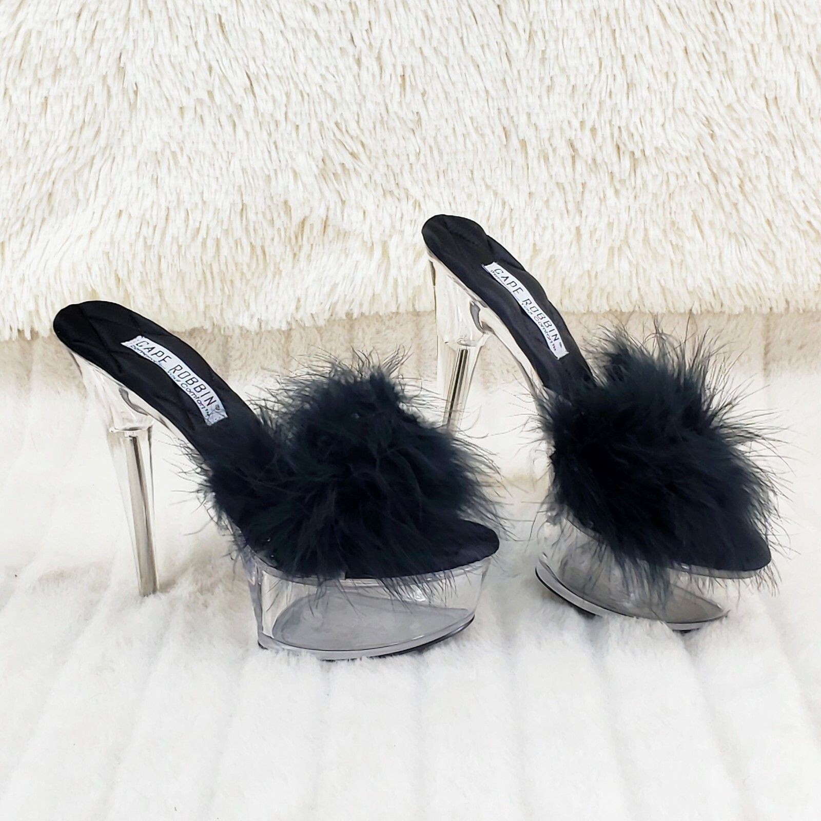 Other Maren Marabou Feather Slip On Platform Sandals 6" Stiletto H Size US 6 / IT 36 - 7 Thumbnail