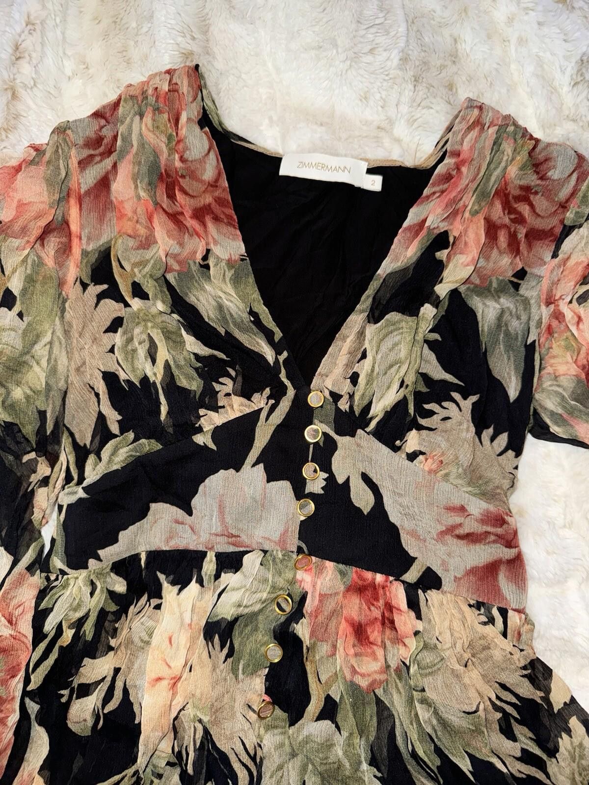 Zimmermann ZIMMERMANN Sz 2 Medium Silk Romper Playsuit Floral Ruffle Size 30" / US 8 / IT 44 - 12 Thumbnail
