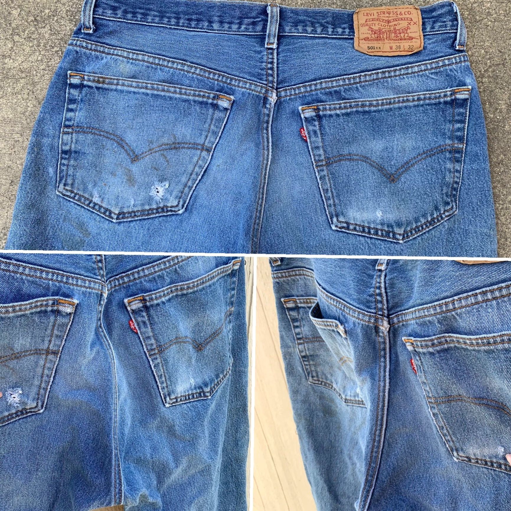 Levi's VINTAGE Levi's 501 Jeans Men's Jeans 38 W 32 L 32 Blue 5-Pocket Denim Button Fly See Pics California USA 501xx 1960s 70s 80s Distressed Vintage Size US 38 / EU 54 - 6 Thumbnail
