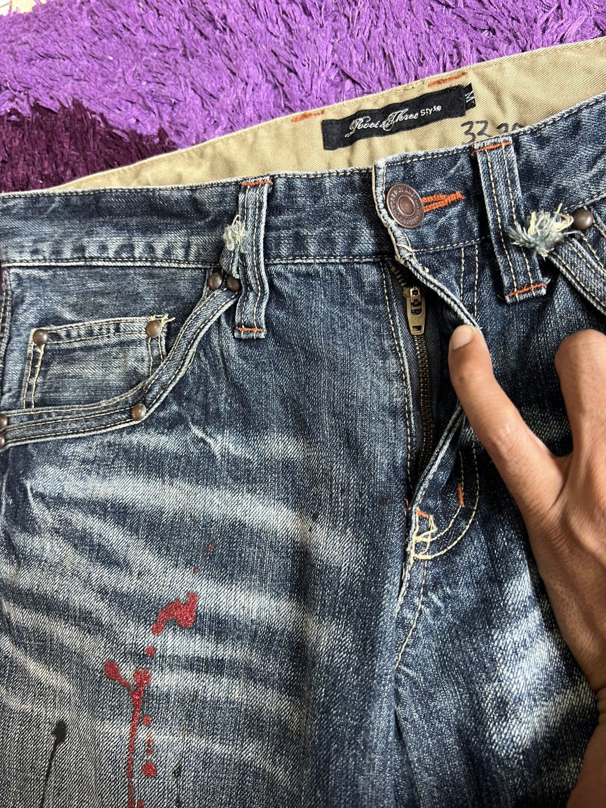 If Six Was Nine × Japanese Brand × Vintage Root Three Style Flare Denim Jeans Size US 32 / EU 48 - 4 Thumbnail