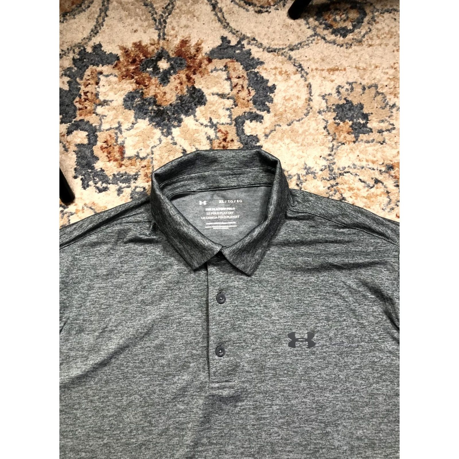 Under Armour Under Armour Polo Shirt Mens XL Gray Heather Short Sleeve Golf Performance Loose Fit Size US XL / EU 56 / 4 - 2 Thumbnail