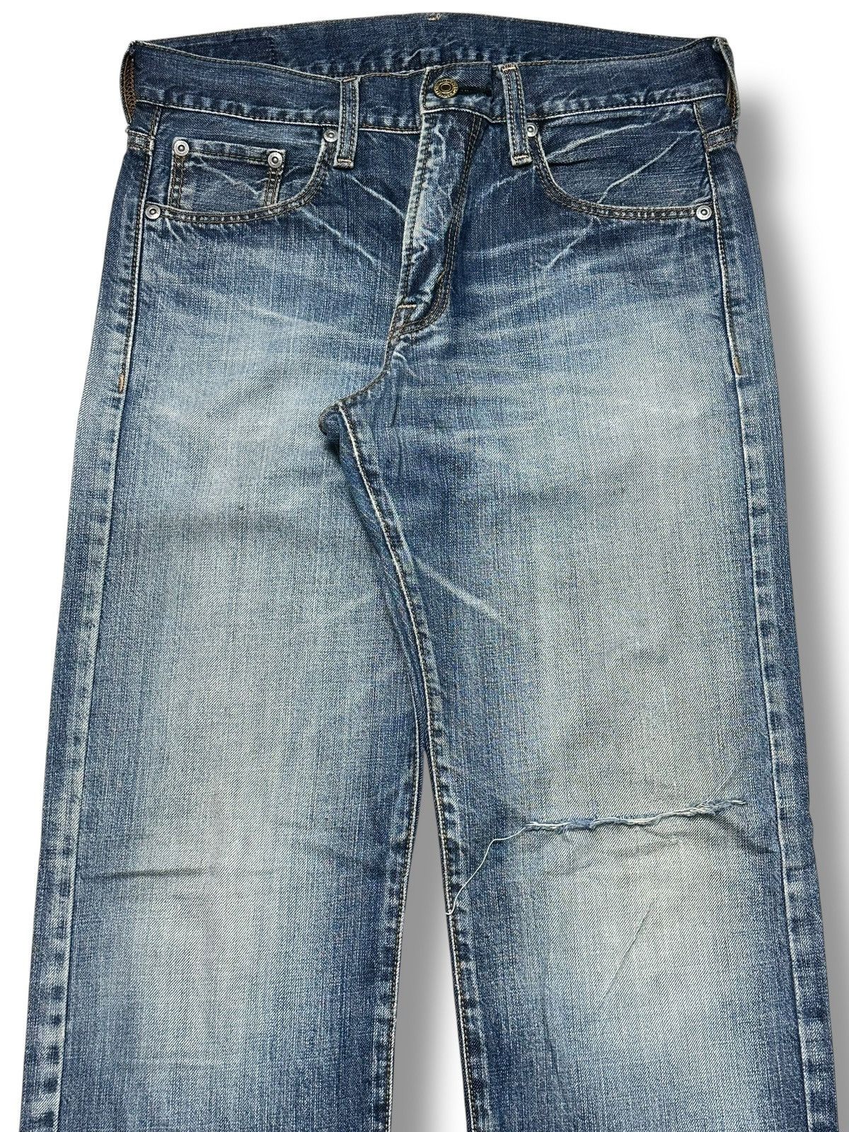 Japanese Brand Crack Evo Vintage Distressed Straight Cut With Striked Wash Size US 31 - 4 Thumbnail