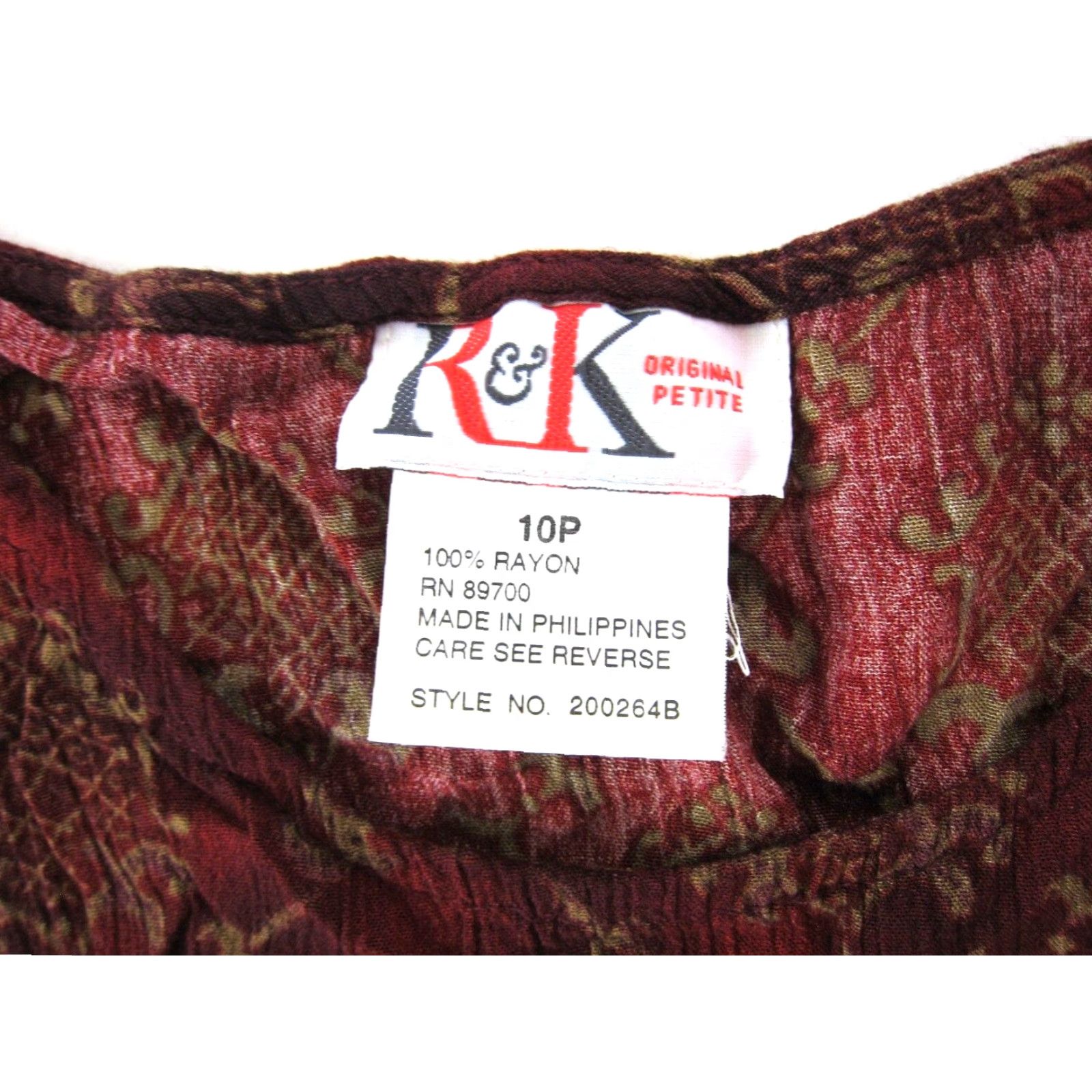 Vintage VINTAGE R&K Originals Dress Midi Tank Sun Red 10 Petite 100% Rayon Womens Sleeveless Sundress Dress Pattern Floral 90s Size L / US 10 / IT 46 - 4 Thumbnail