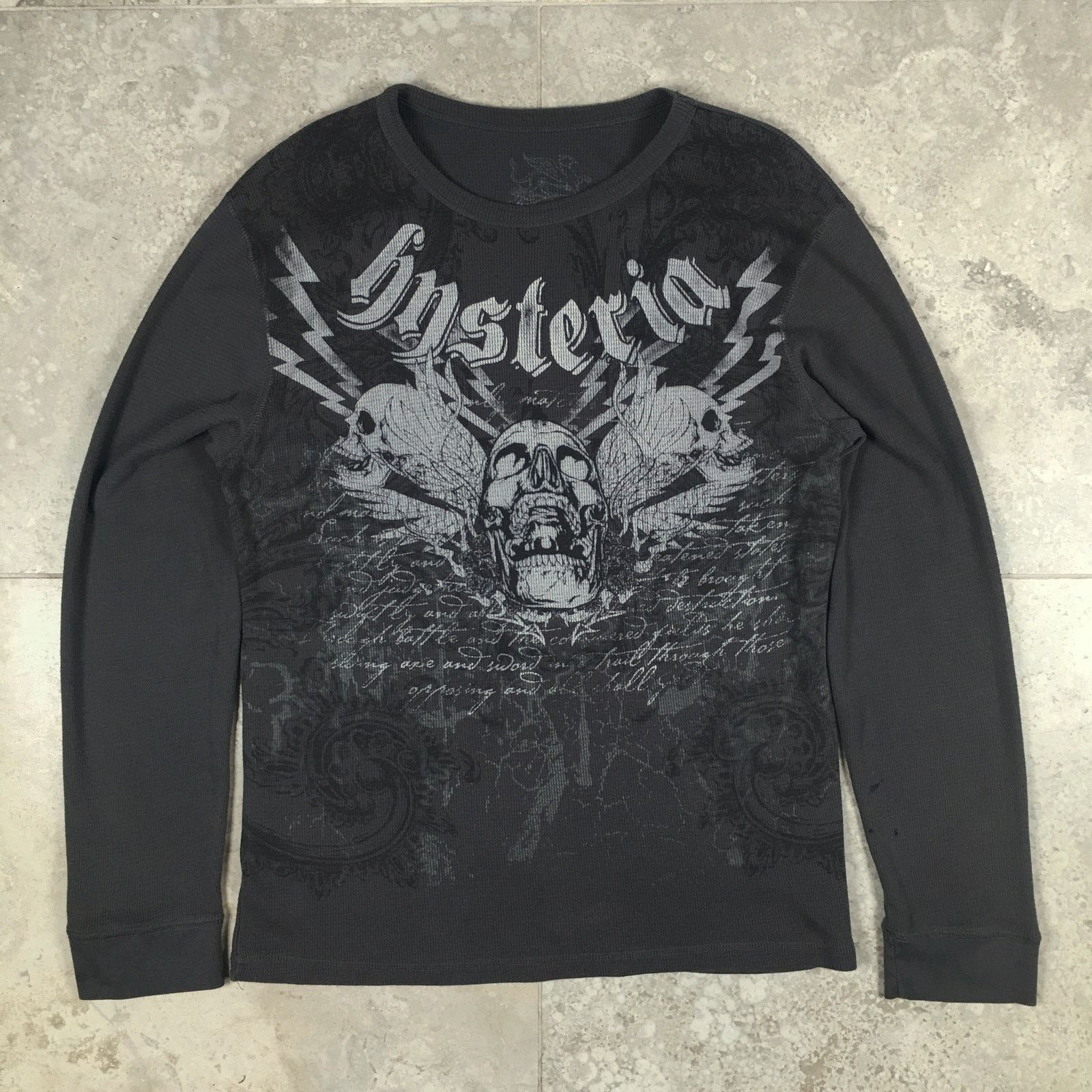 Vintage Y2K Hysteria Skull Long Sleeve Shirt Cyber Grunge Affliction ...