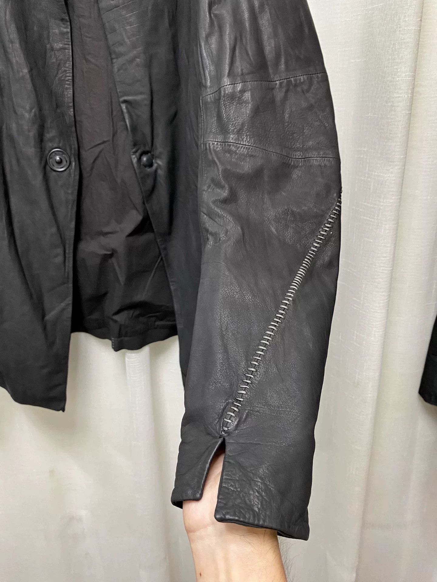 Other Dark Distressed Sheepskin Overlock Stitch Jacket Size US M / EU 48-50 / 2 - 8 Thumbnail