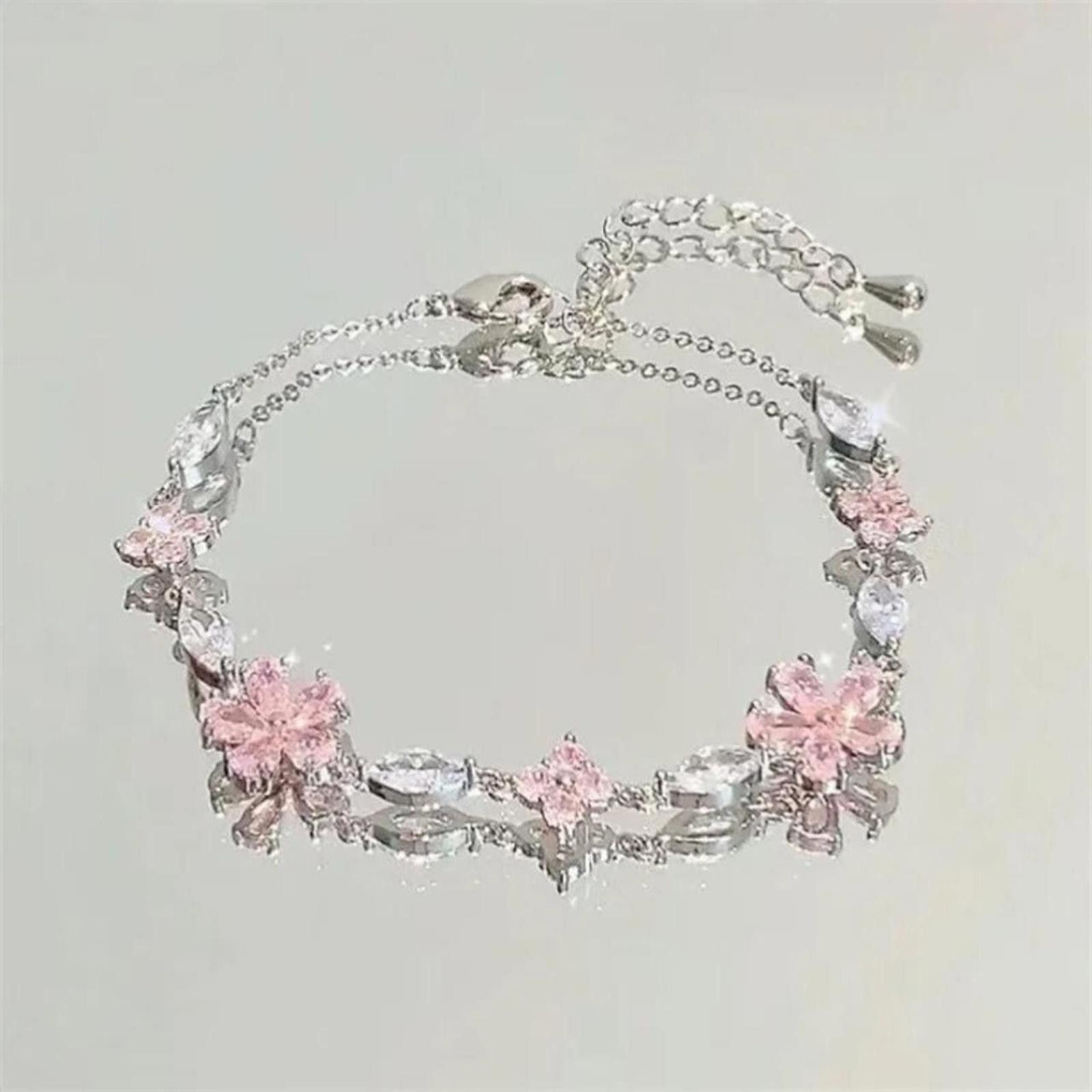 Designer Pink Floral Bracelet. Size ONE SIZE - 1 Thumbnail