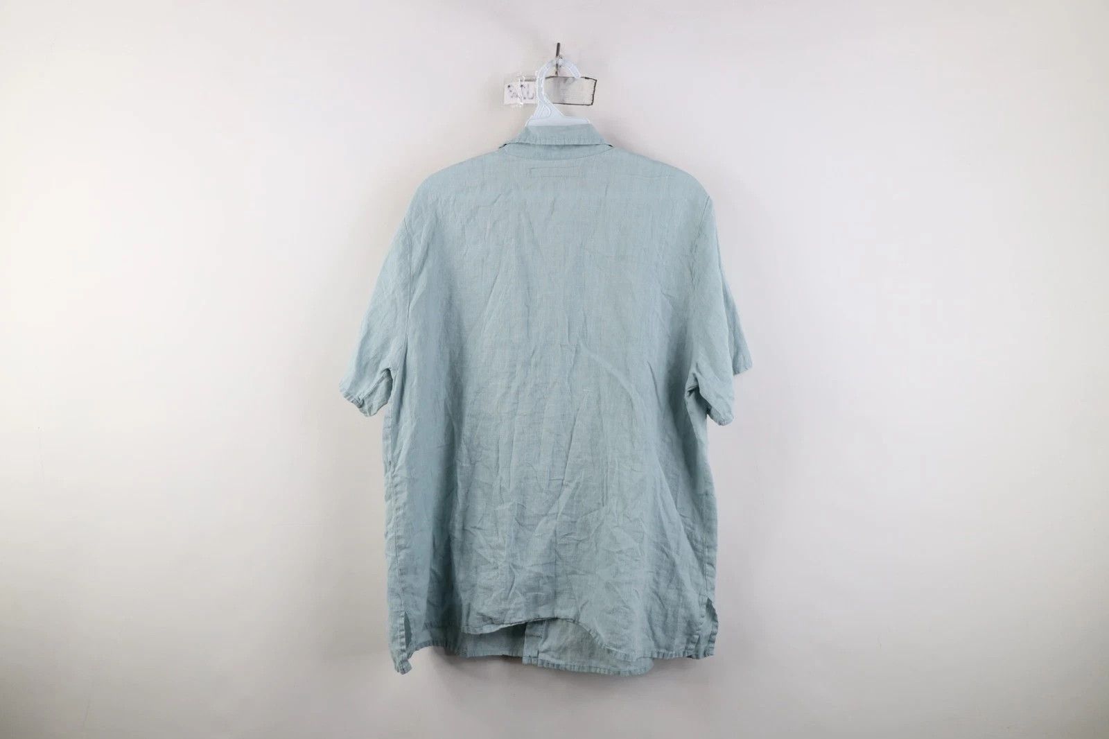 Vintage Flax Linen Short Sleeve Collared Button Shirt Light Blue Size US M / EU 48-50 / 2 - 10 Thumbnail