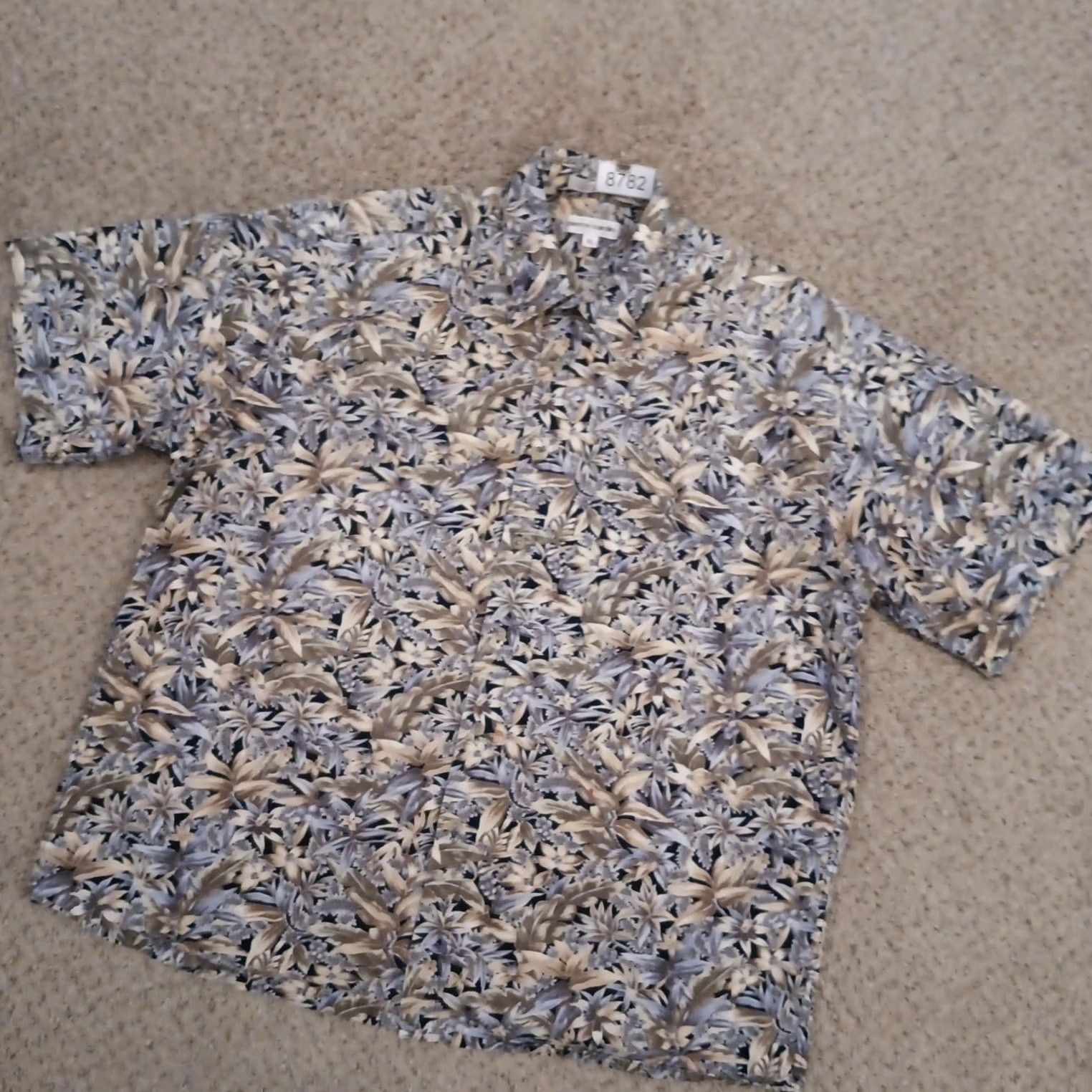 Pierre Cardin Pierre Cardin Shirt Mens XL Beige Floral Short Sleeve Button Up Cotton Size US XL / EU 56 / 4 - 2 Thumbnail
