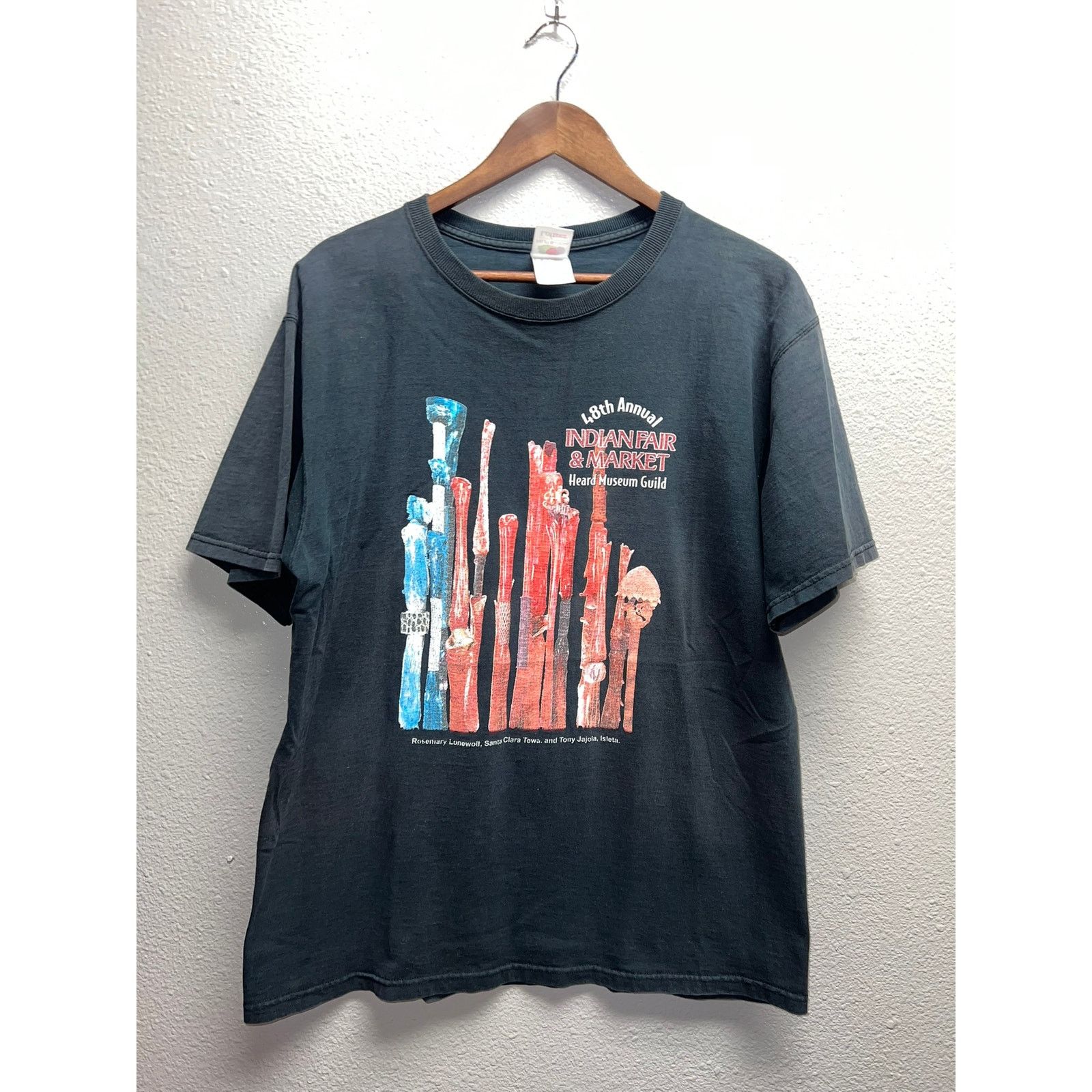 Fruit Of The Loom Vintage Indian Fair Shirt Heard Museum Guild Market Tewa 90s Size US L / EU 52-54 / 3 - 1 Thumbnail