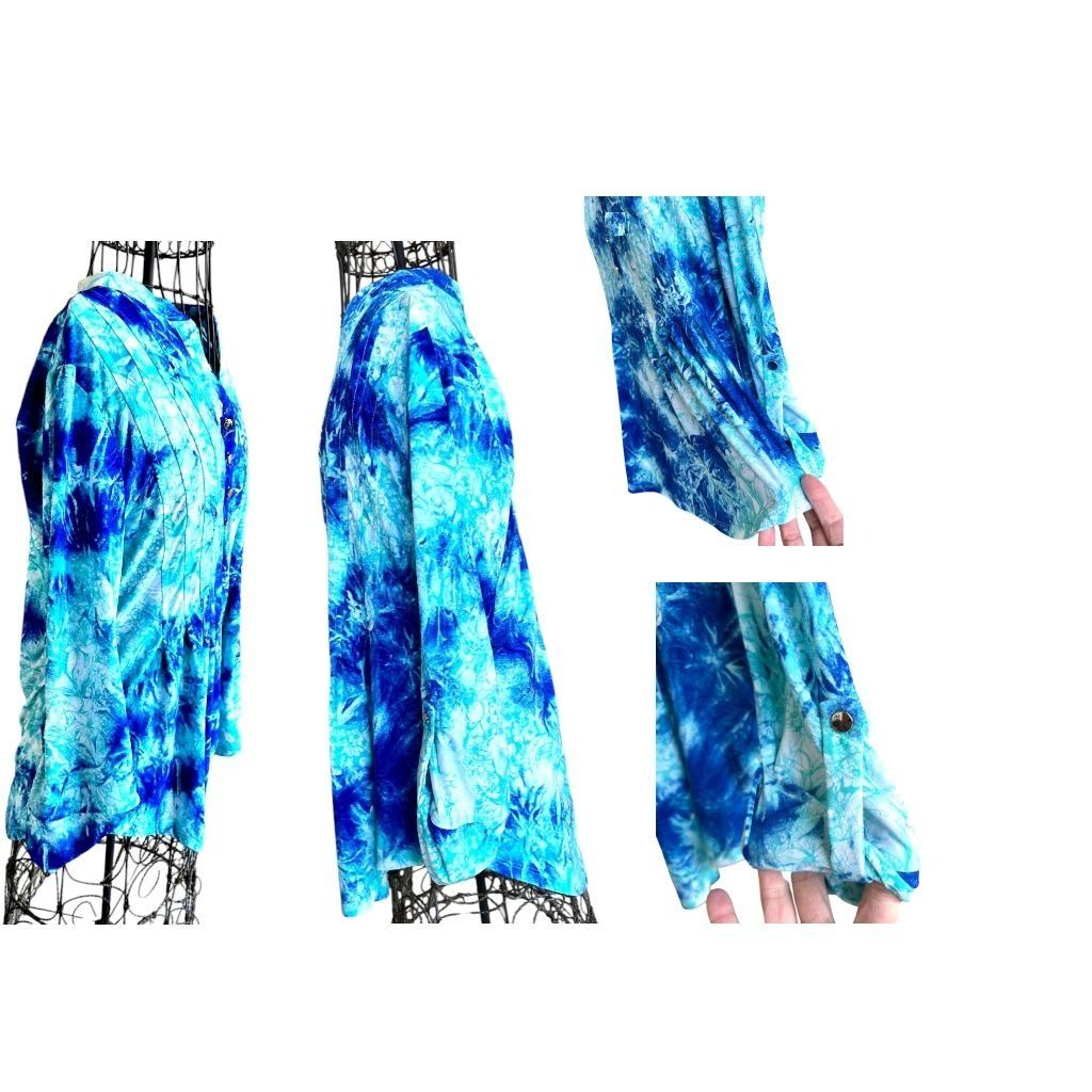Other New Directions Tunic Top Petite Medium Blue Tie Dye Roll Size M / US 6-8 / IT 42-44 - 9 Thumbnail