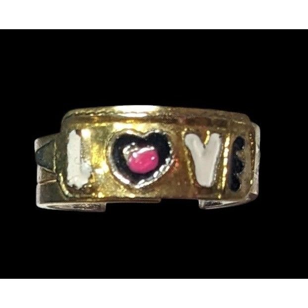 Other Coquette Gold Tone Enamel Filled Love Ring Size 8 Size ONE SIZE - 1 Thumbnail
