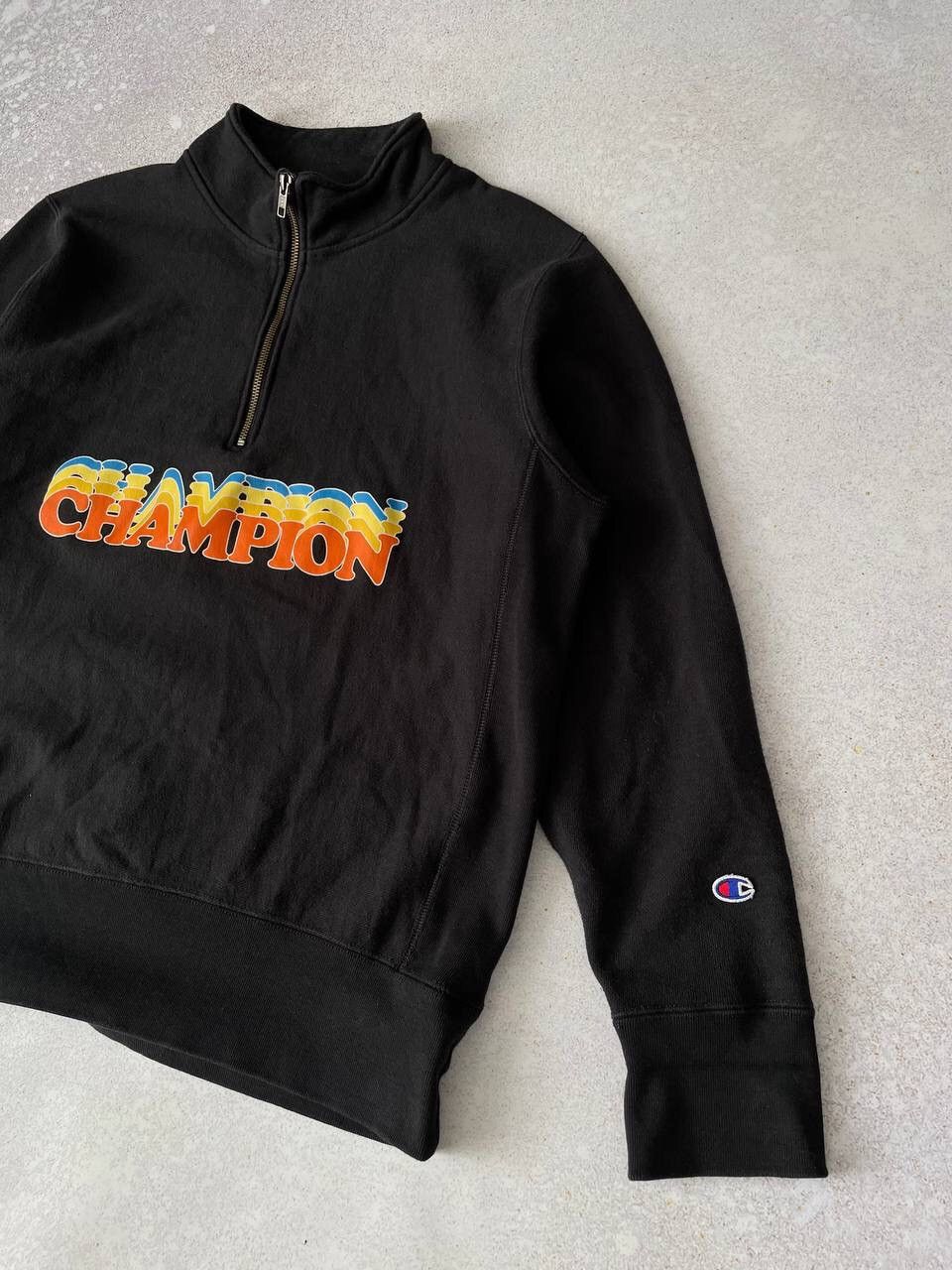Champion × Vintage Vintage Champion 1/4 Sweatshirt Big Central Logo Y2K Rare Size US XL / EU 56 / 4 - 1 Thumbnail
