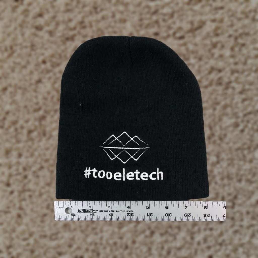Vintage Tooeletech College Beanie Toque Adult One Size Black Knit 100% Acrylic School Size ONE SIZE - 1 Thumbnail